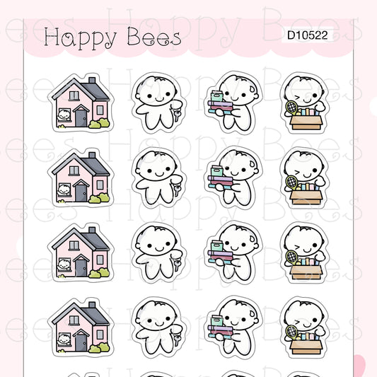 Moving House Doodles - Cute Packing Time Home Planner Stickers D10522