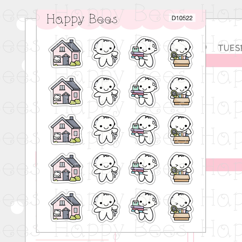 Moving House Doodles - Cute Packing Time Home Planner Stickers D10522