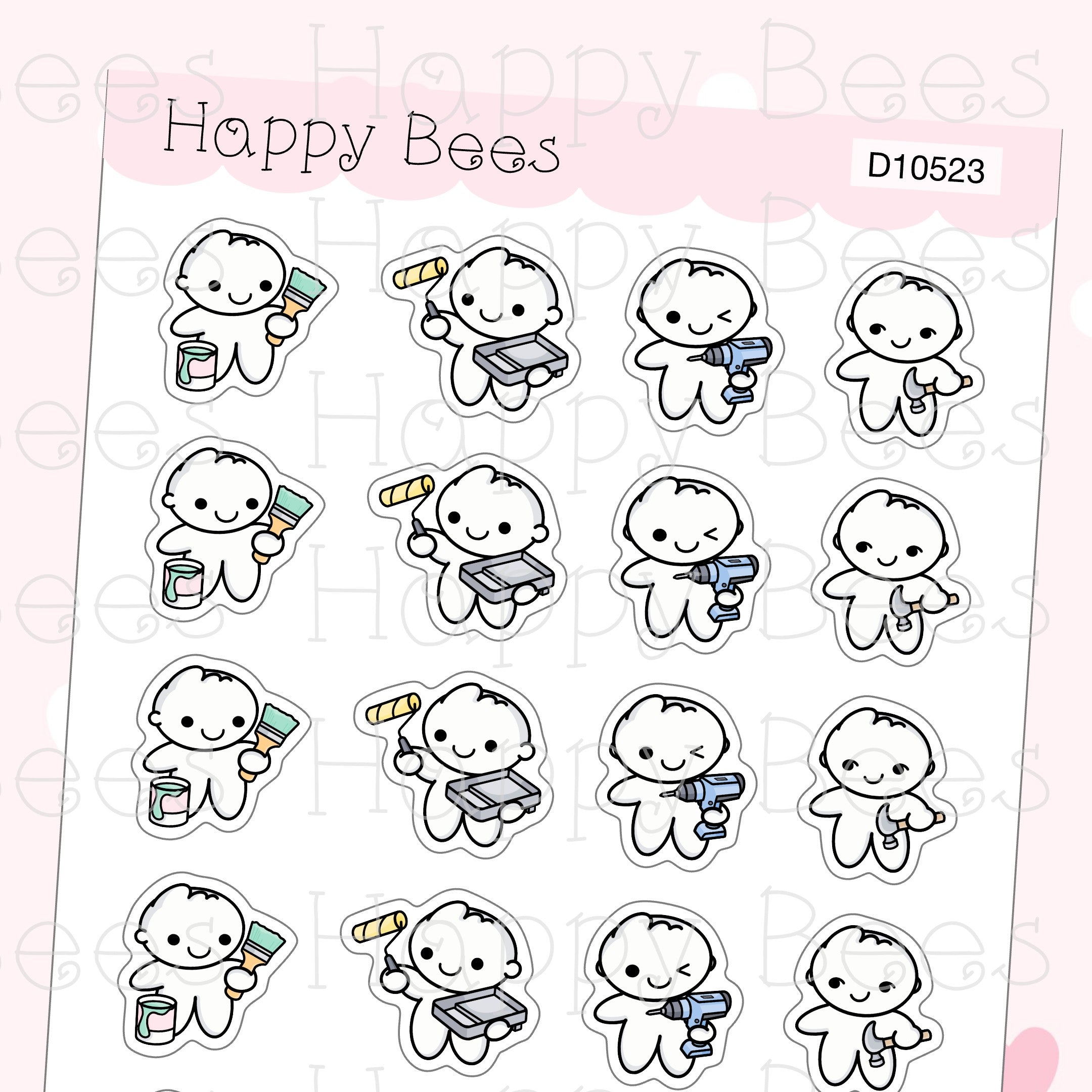 Painting & Decorating Doodles - Cute Home Repair Planner Stickers D10523