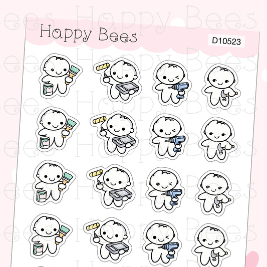 Painting & Decorating Doodles - Cute Home Repair Planner Stickers D10523