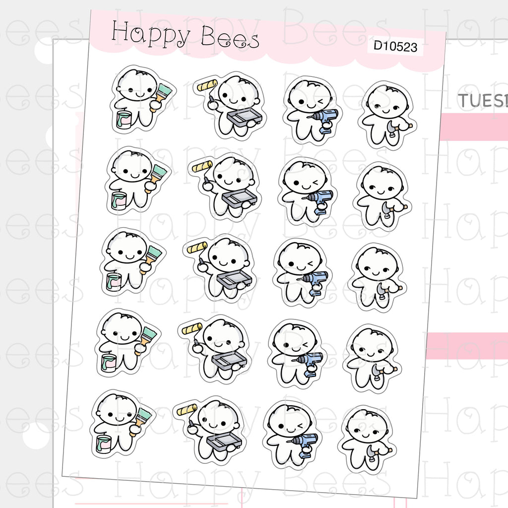 Painting & Decorating Doodles - Cute Home Repair Planner Stickers D10523
