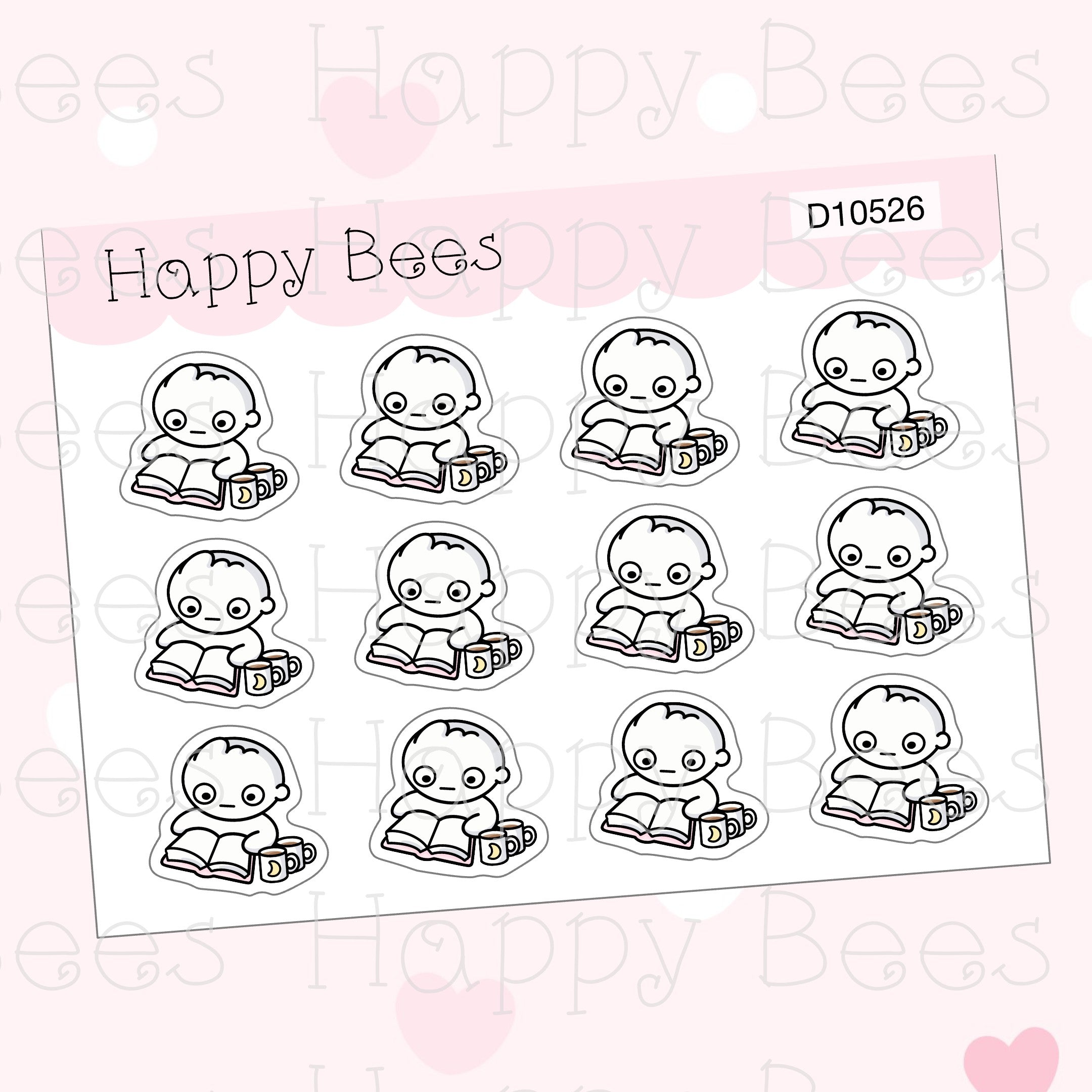 All Nighter / Study Doodles - Cute Mental Health Planner Stickers D10526