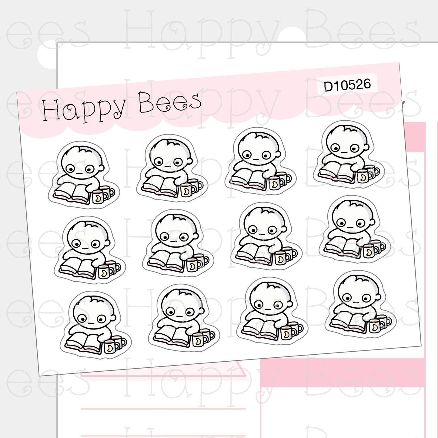 All Nighter / Study Doodles - Cute Mental Health Planner Stickers D10526
