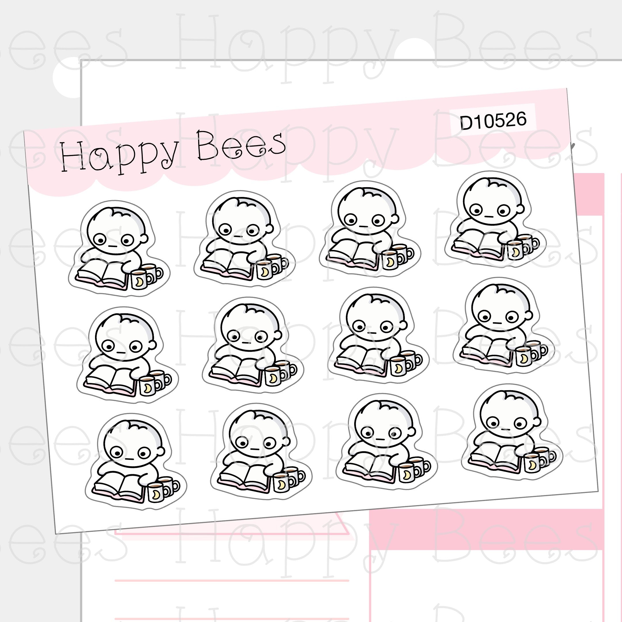 All Nighter / Study Doodles - Cute Mental Health Planner Stickers D10526