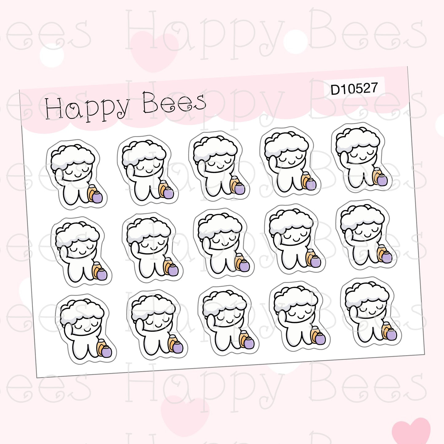 Hair Wash Doodles - Cute Bath Shower Planner Stickers D10527