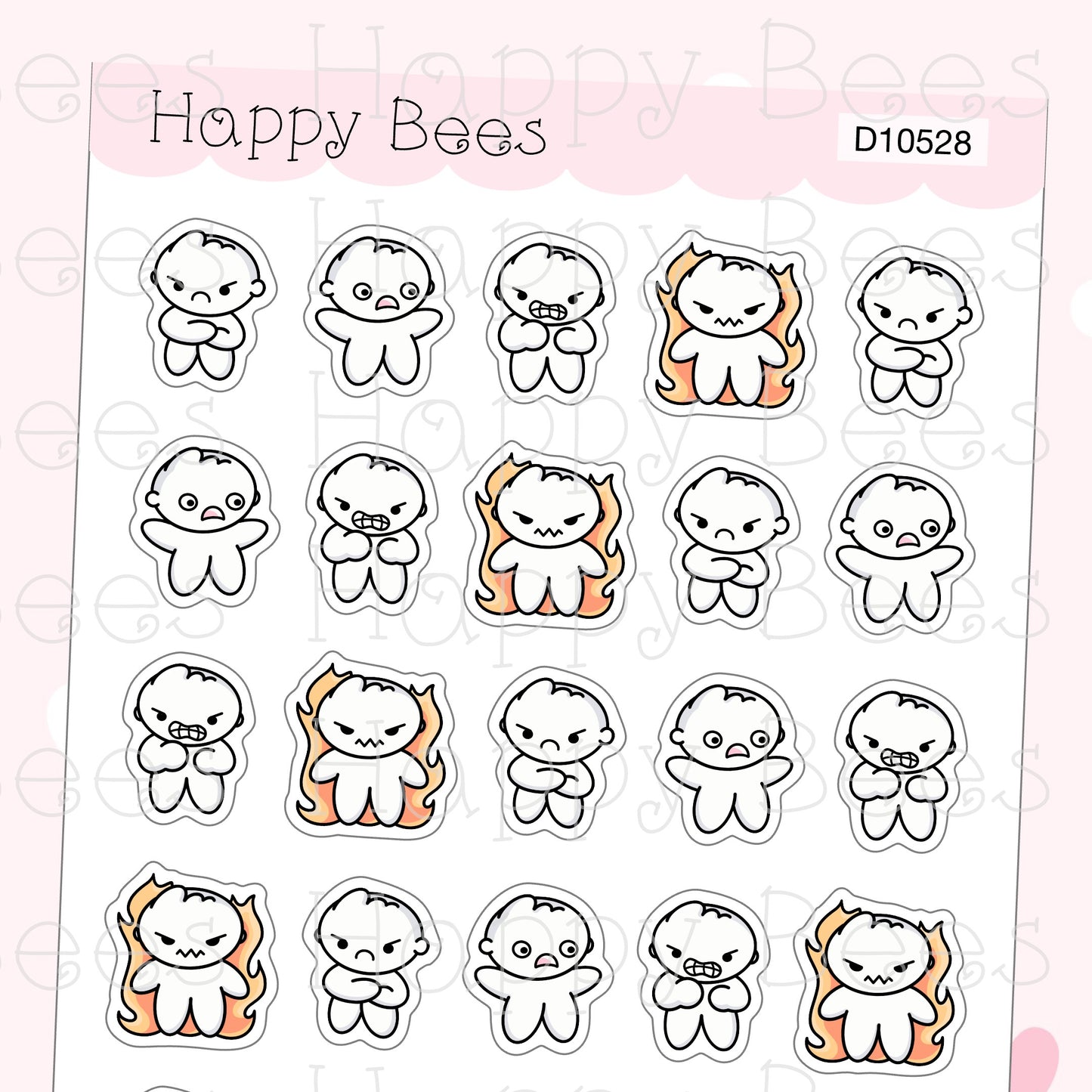 Feeling Annoyed Doodles - Cute Angry Planner Stickers D10528