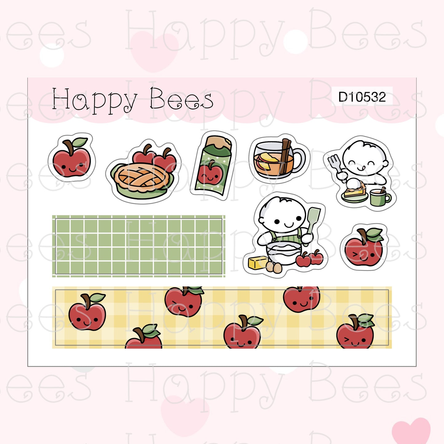 Apple Deco Sheet - Cute Doodles Autumn Planner Stickers D10532