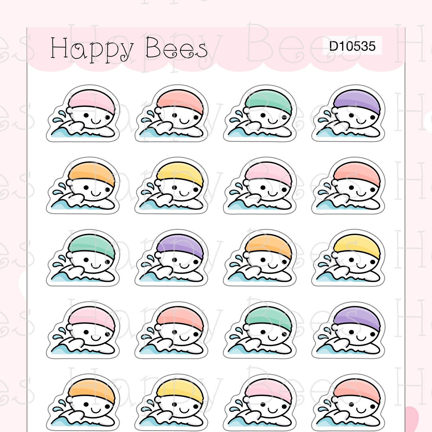 Swim Doodles - Cute Summer Beach Planner Stickers D10535