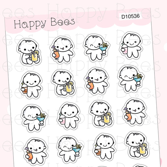 Summer Drinks Doodles Vol. 2 - Cute Frappes Punch Lemonade Planner Stickers D10536