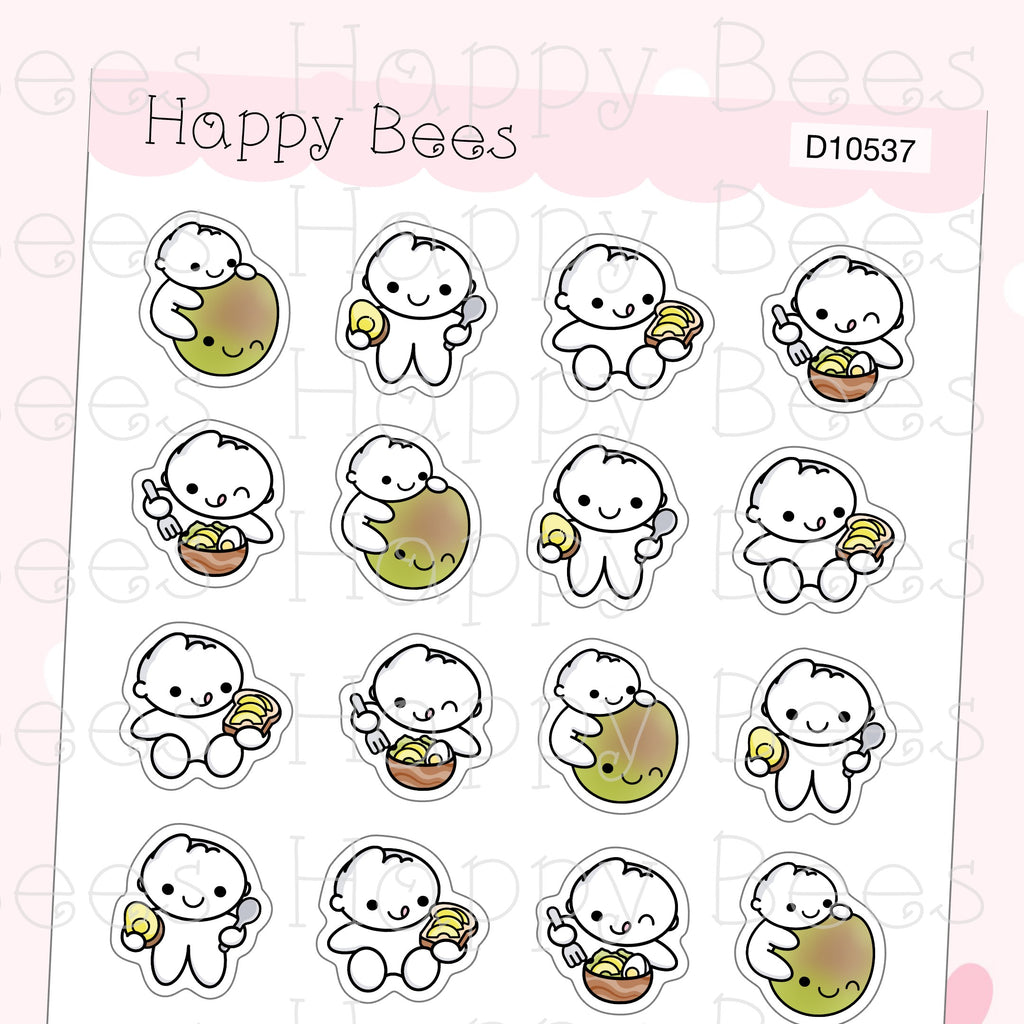 Avocado Doodles Vol. 2 - Cute Food Toast Breakfast Planner Stickers D10537