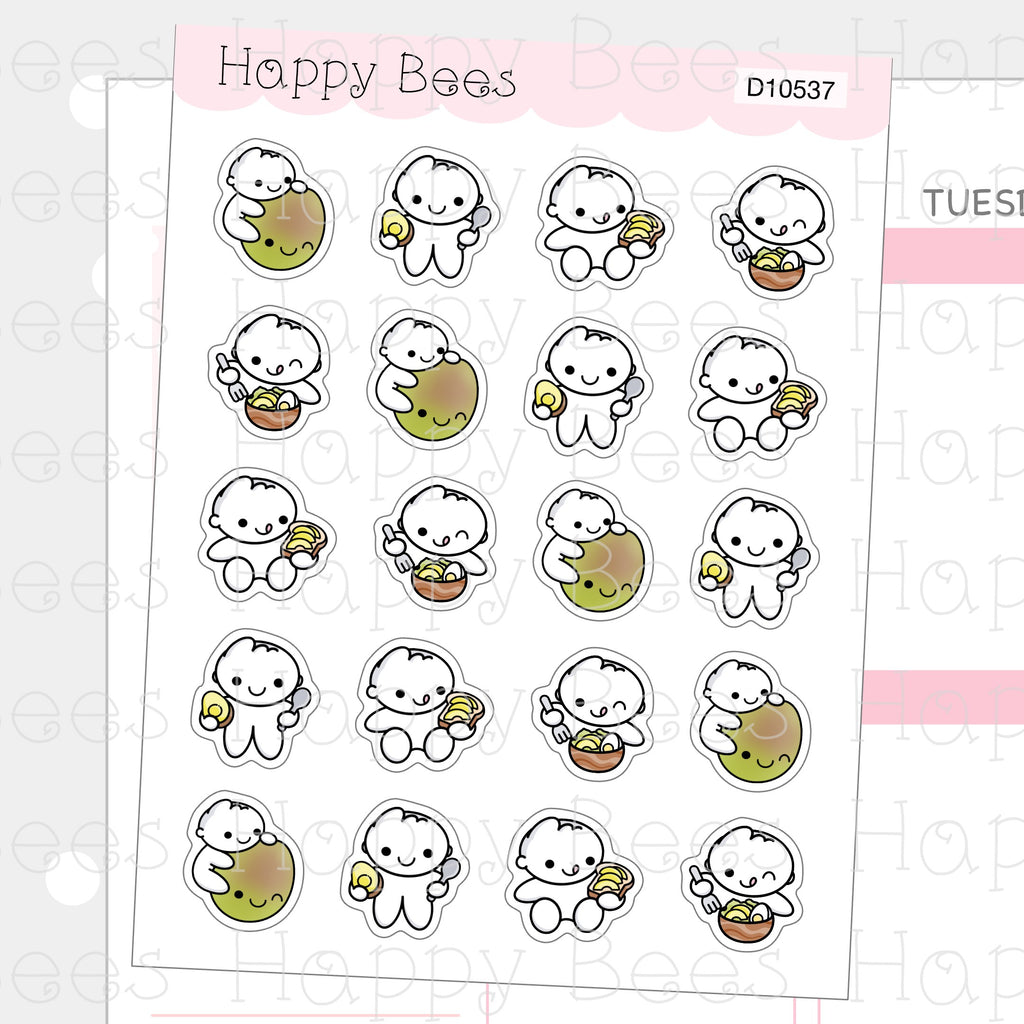Avocado Doodles Vol. 2 - Cute Food Toast Breakfast Planner Stickers D10537
