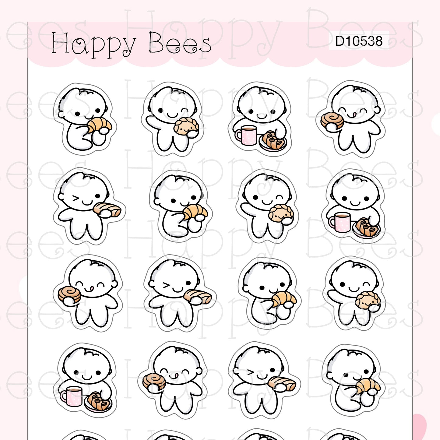 Pastry Doodles - Cute Food Bakery Bread Planner Stickers D10538
