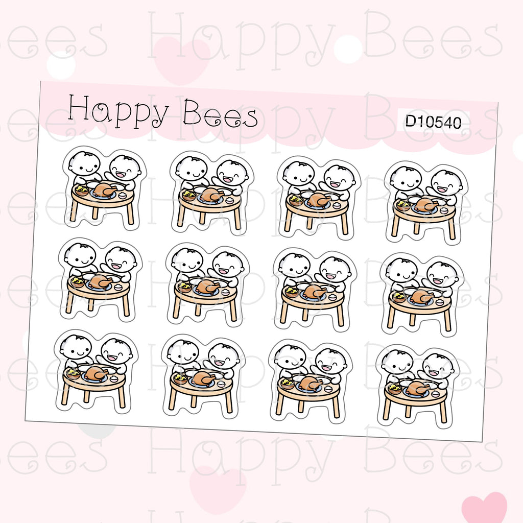 Dinner with Friend Doodles - Cute Food Planner Stickers D10540