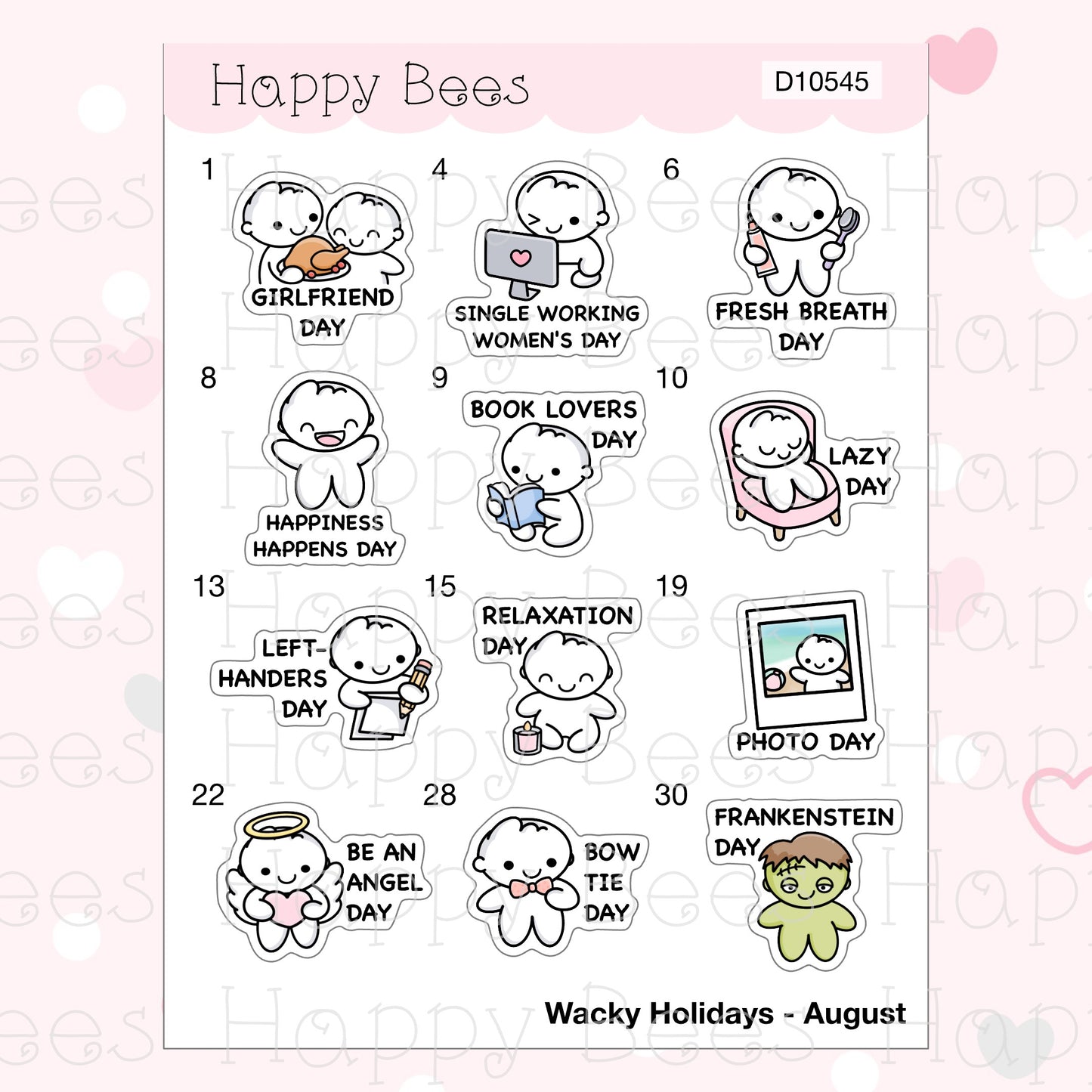 Wacky Holiday Doodles / July to December 2023 - Cute Journal Planner Stickers