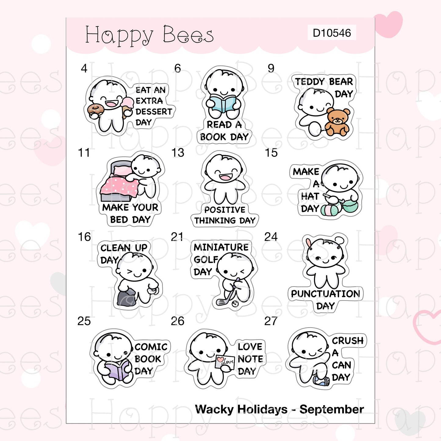 Wacky Holiday Doodles / July to December 2023 - Cute Journal Planner Stickers