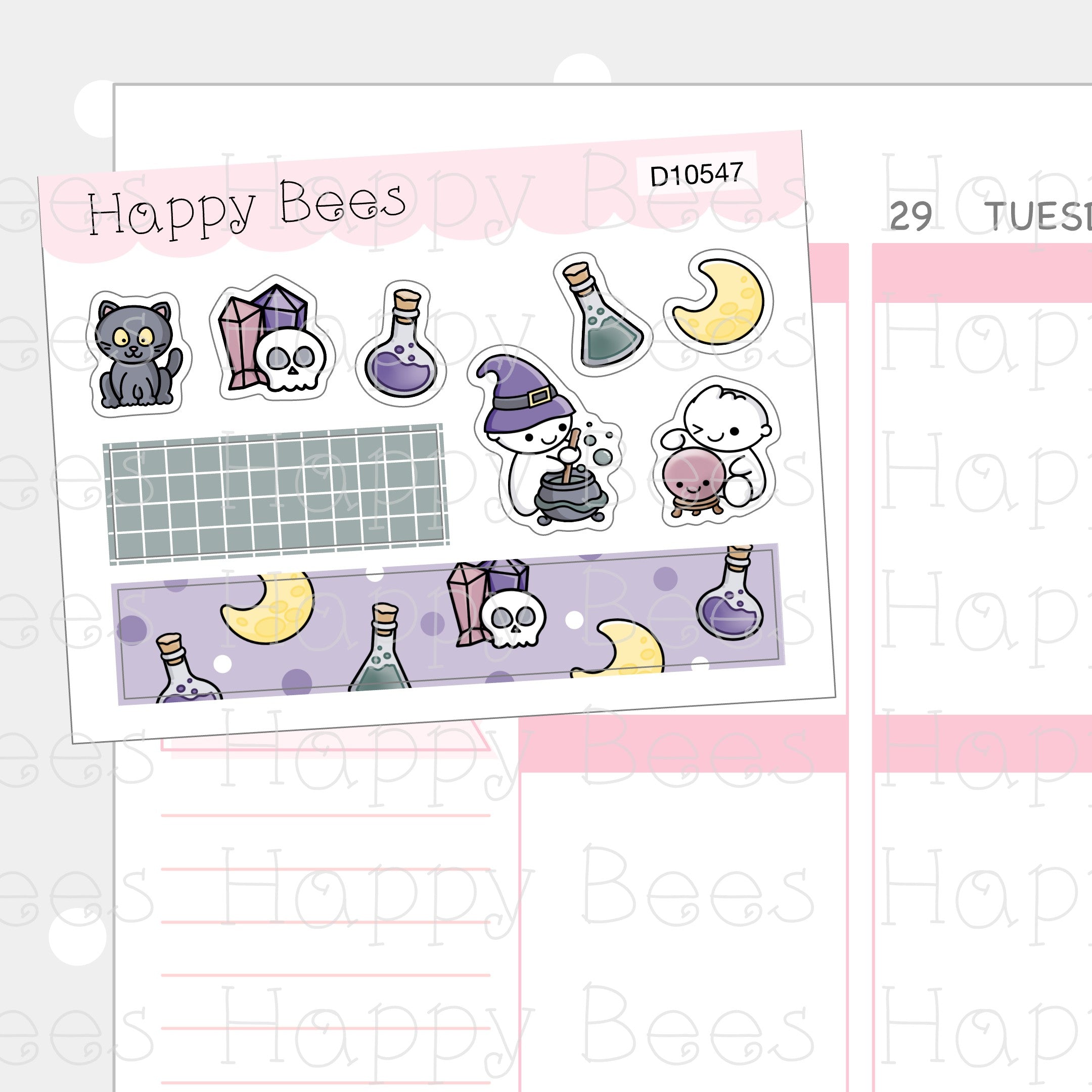 Halloween Deco Sheet - Cute Doodles Fall Planner Stickers D10547