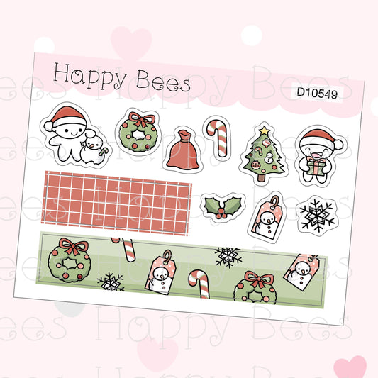 Christmas Deco Sheet - Cute Doodles Winter Planner Stickers D10549