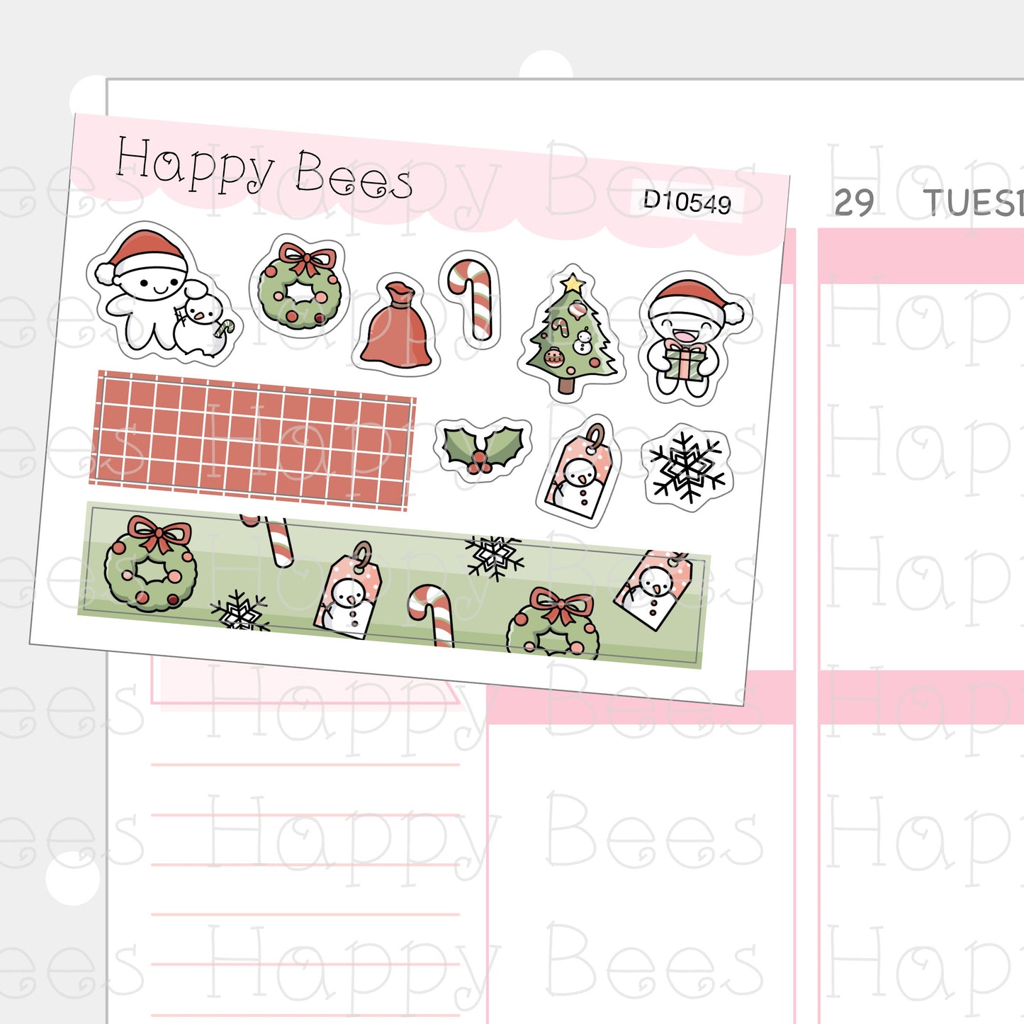 Christmas Deco Sheet - Cute Doodles Winter Planner Stickers D10549