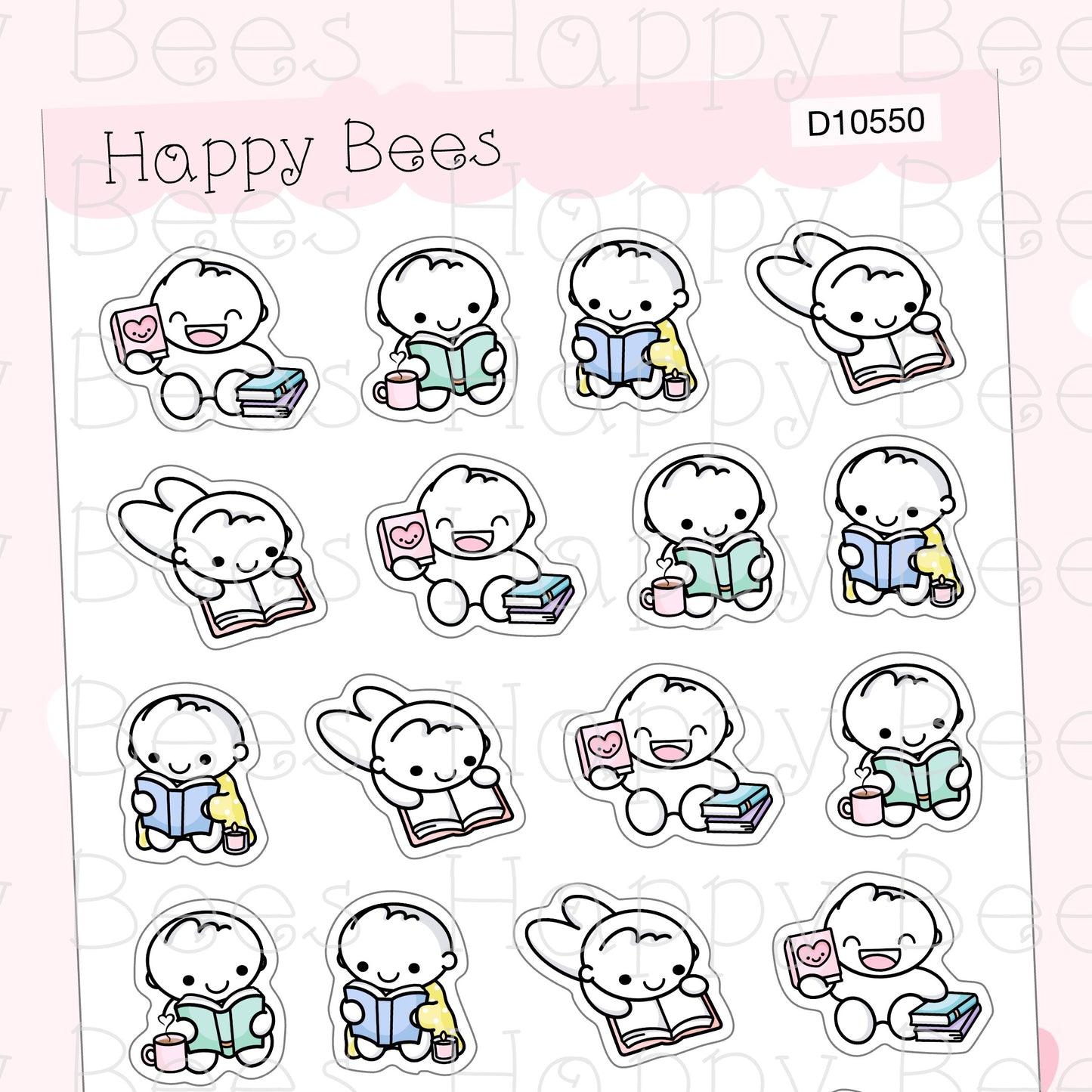 Book Nerd Doodles - Cute Reading Planner Stickers D10550