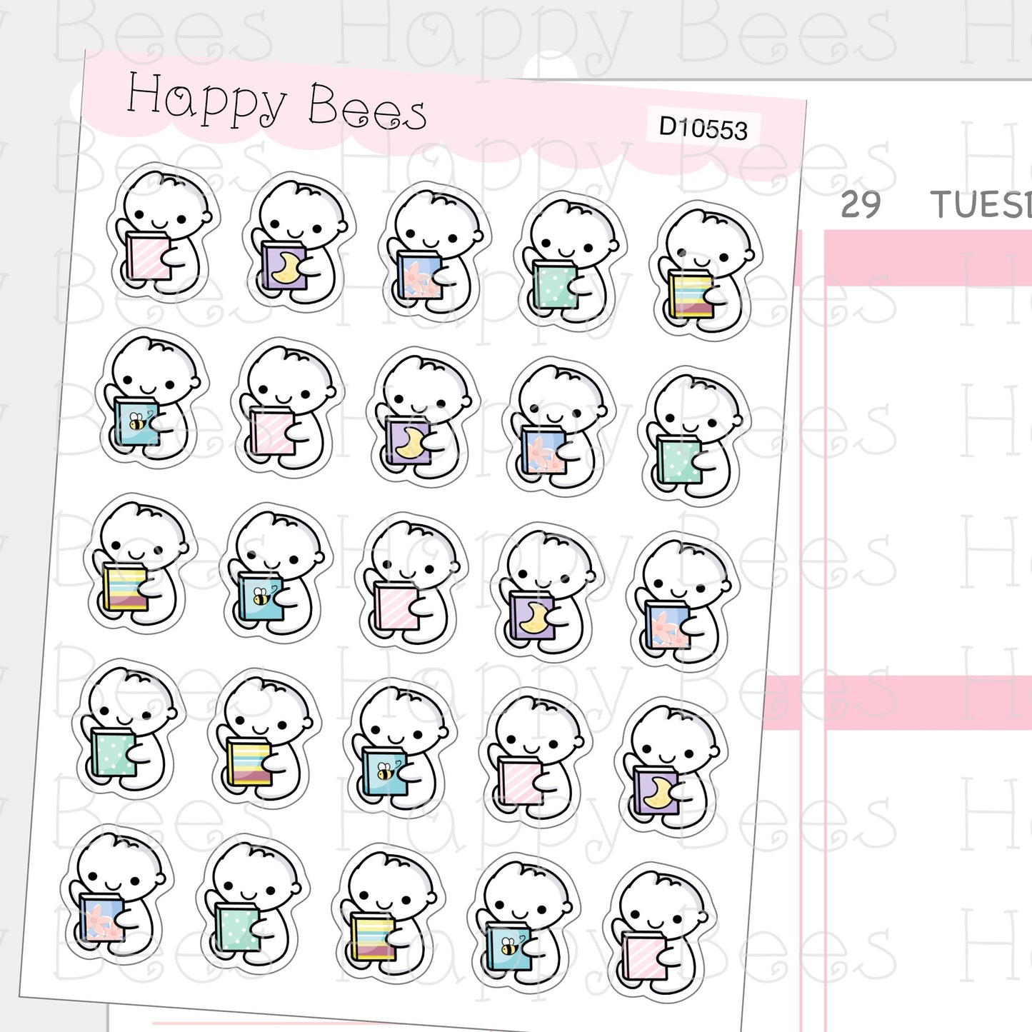 Reading Doodles - Cute Books Planner Stickers D10553