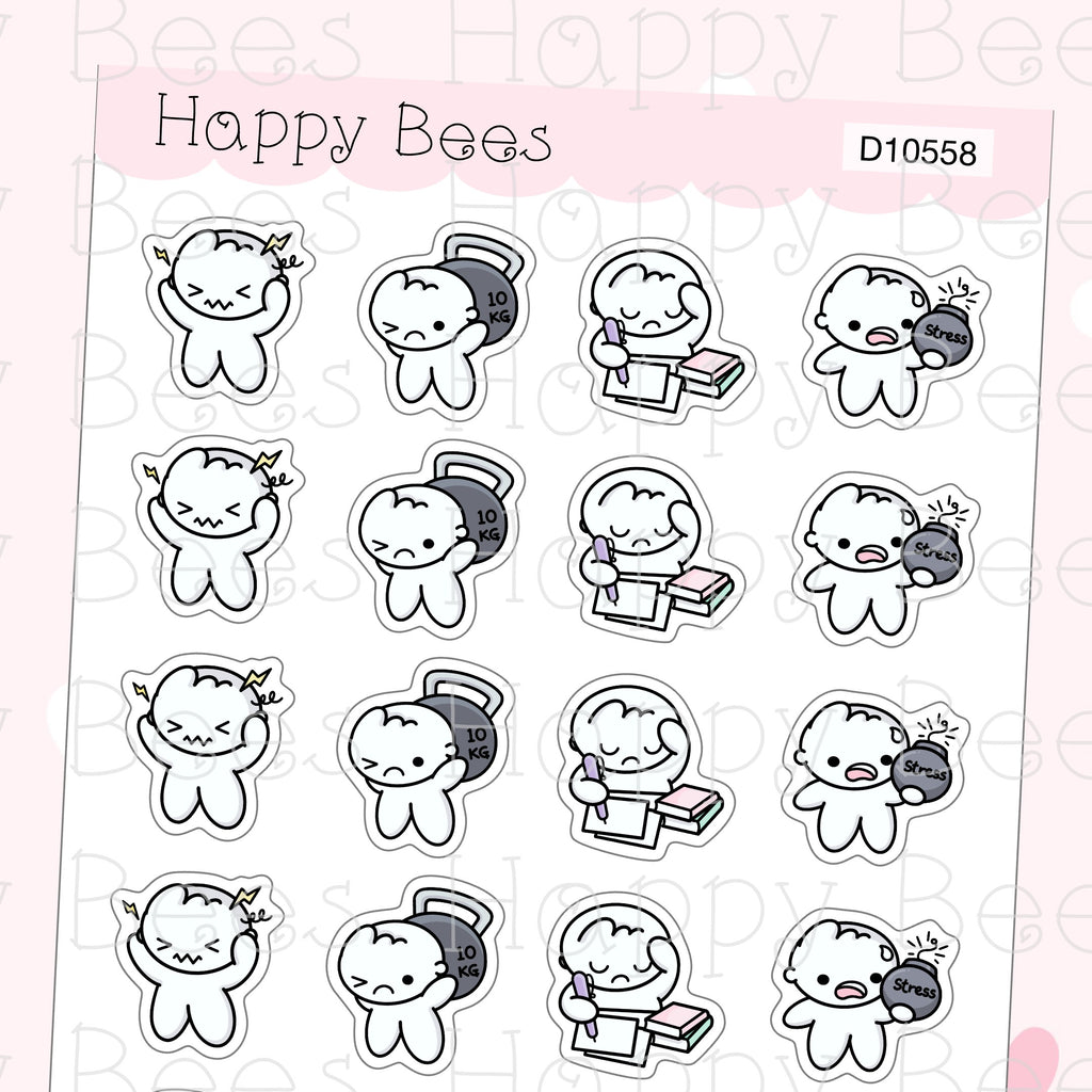 Stress Doodles - Cute Overworked Fed Up Planner Stickers D10558