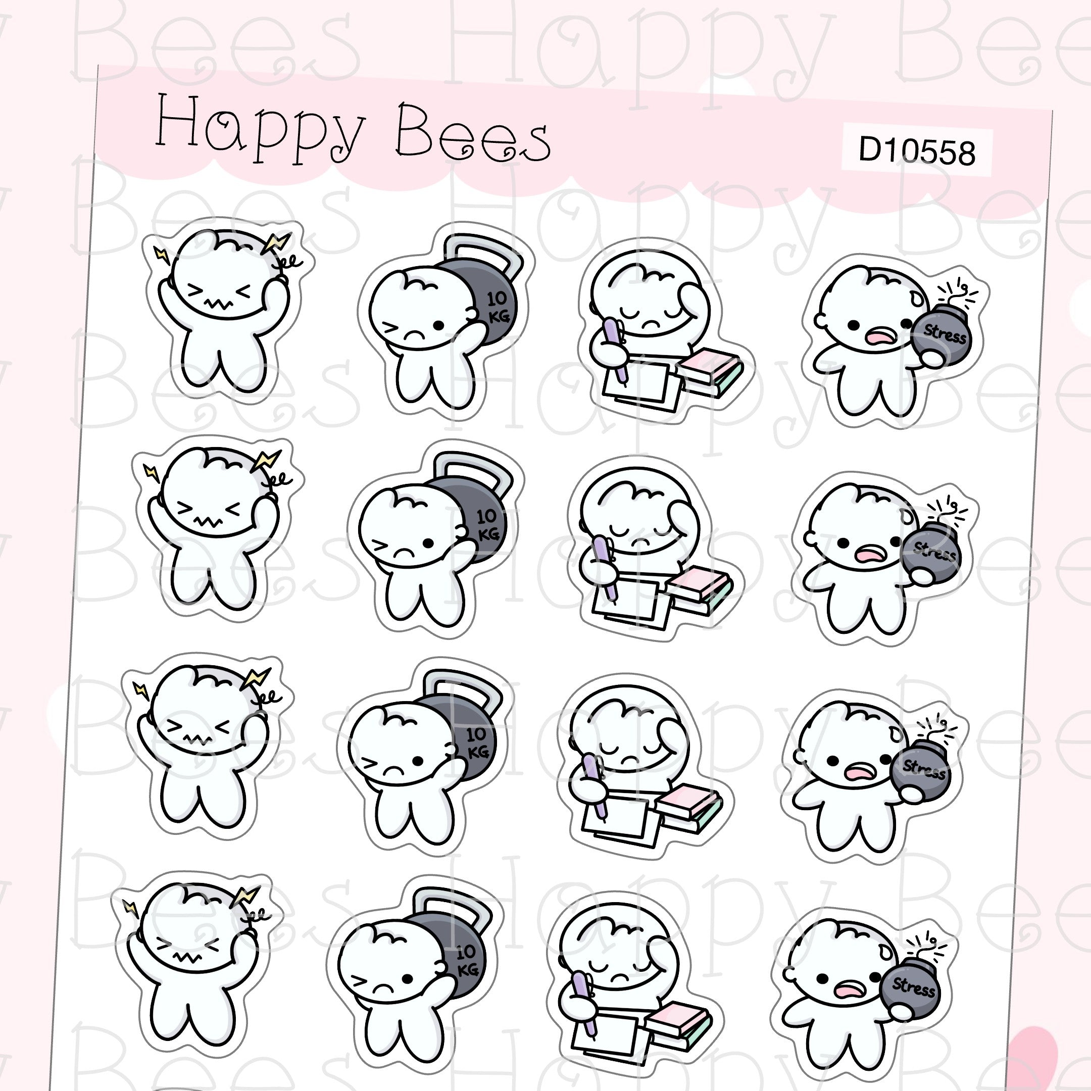 Stress Doodles - Cute Overworked Fed Up Planner Stickers D10558
