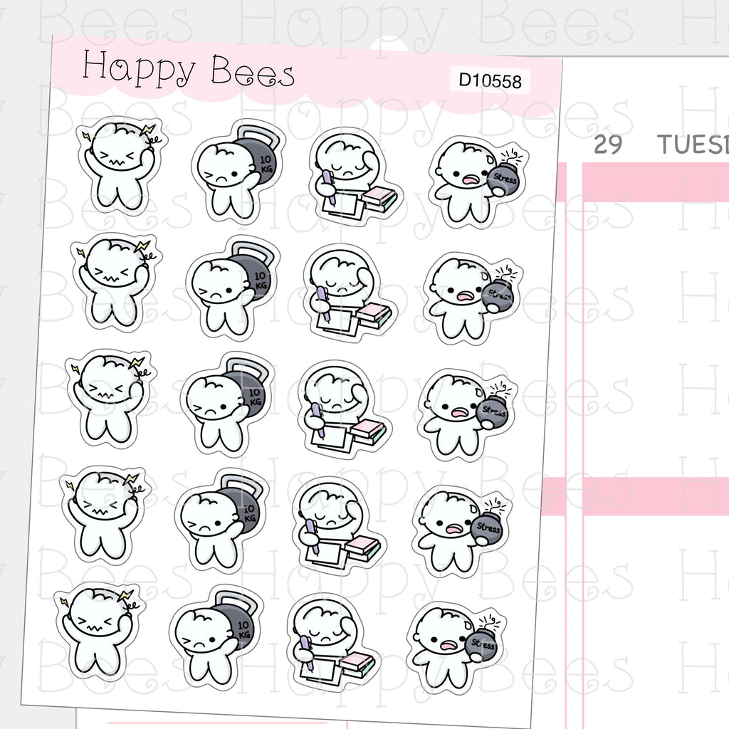 Stress Doodles - Cute Overworked Fed Up Planner Stickers D10558