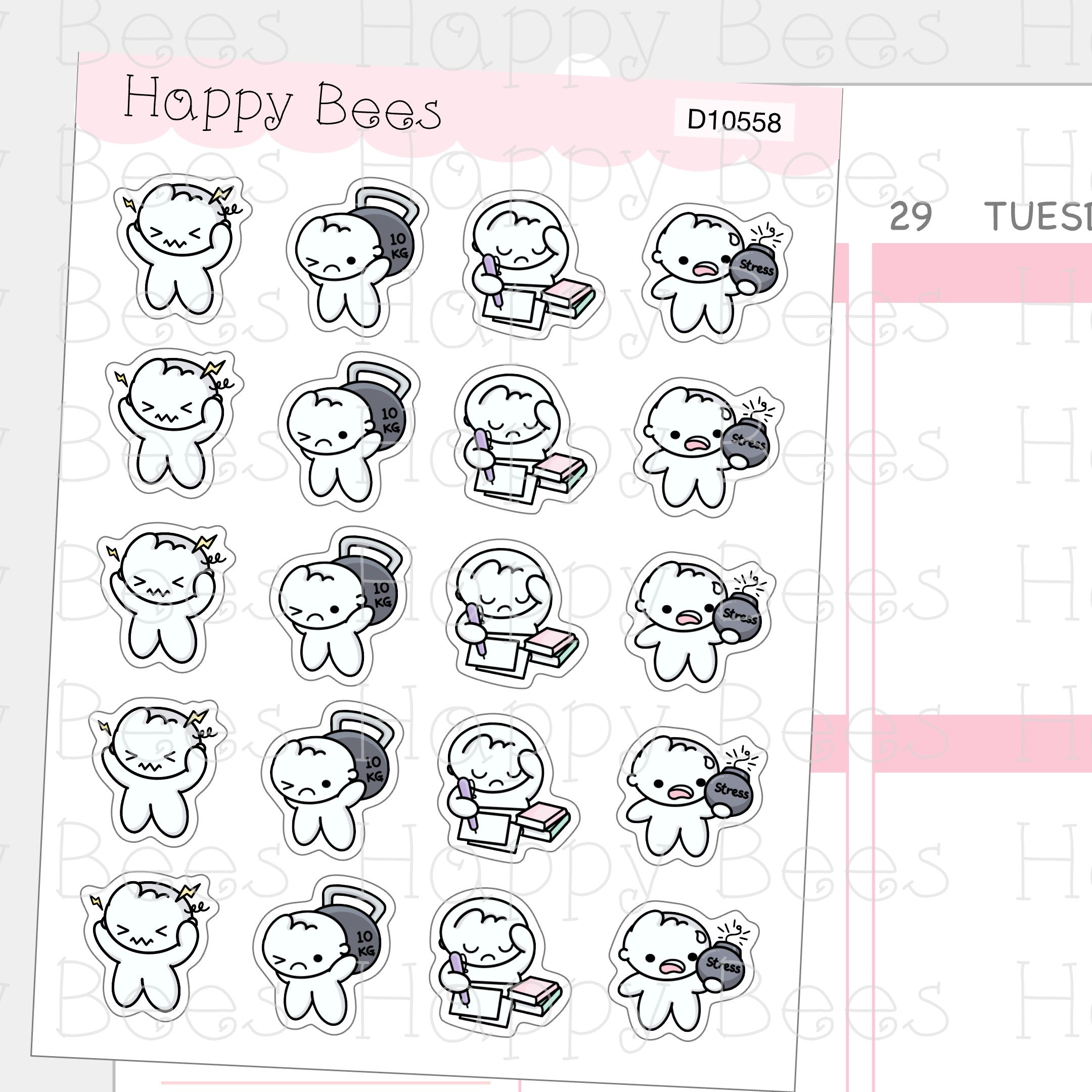 Stress Doodles - Cute Overworked Fed Up Planner Stickers D10558