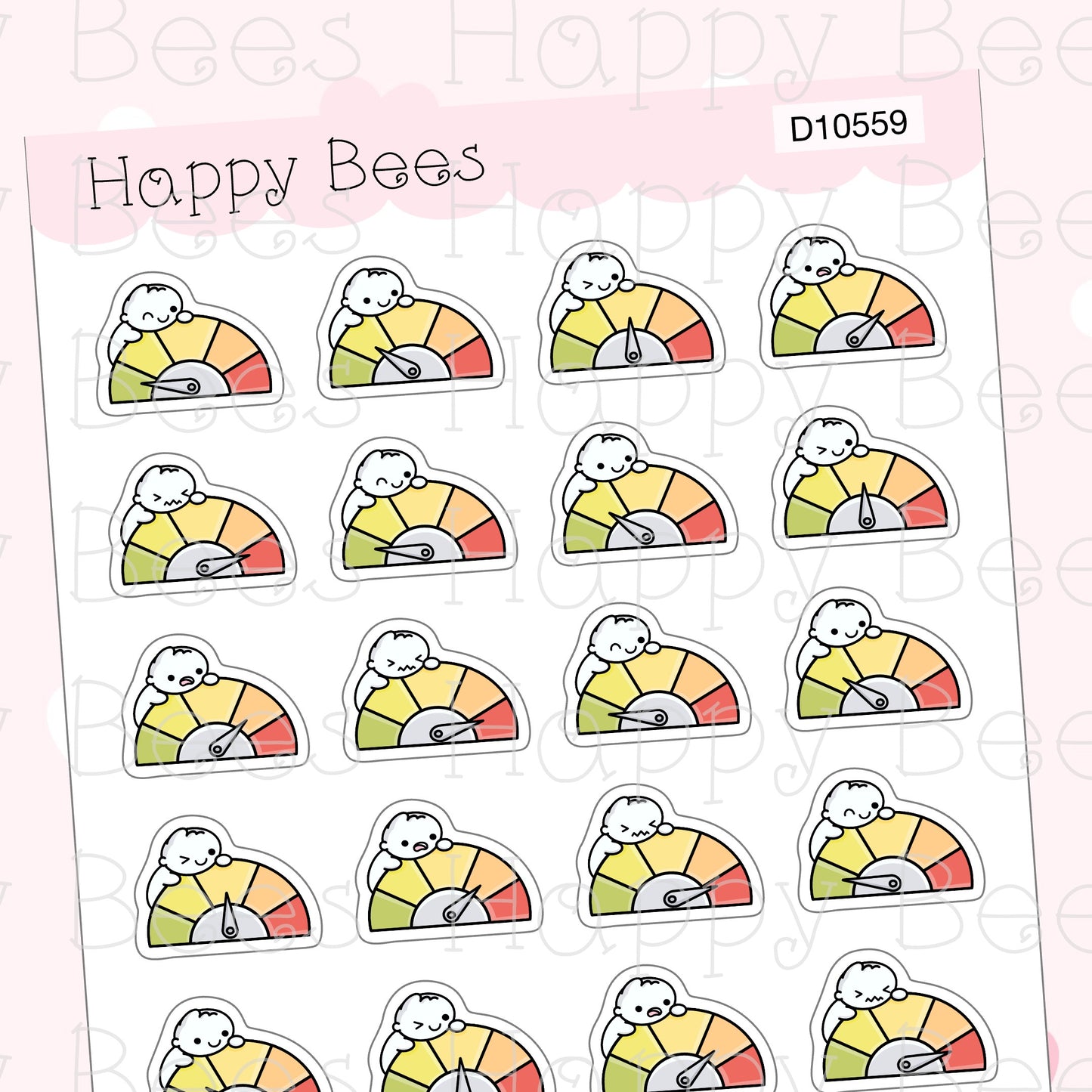 Stress Level Tracker Doodles - Cute Overworked Overwhelmed Planner Stickers D10559