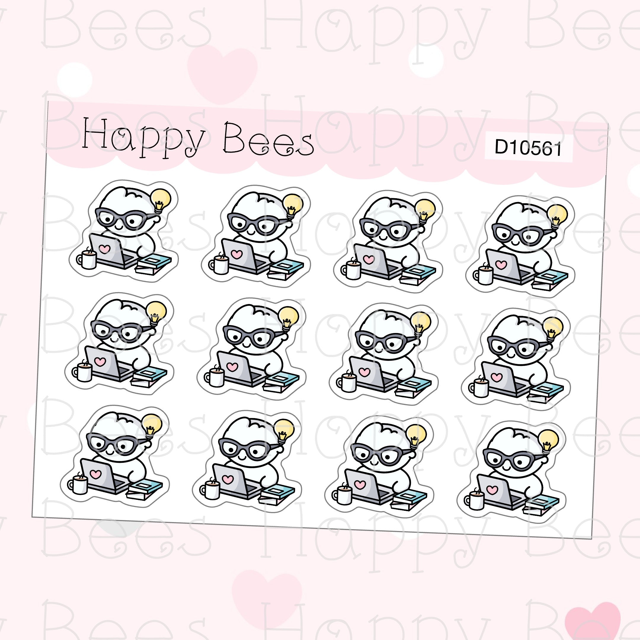 Work Nerd Doodles - Cute Journal Planner Stickers D10561