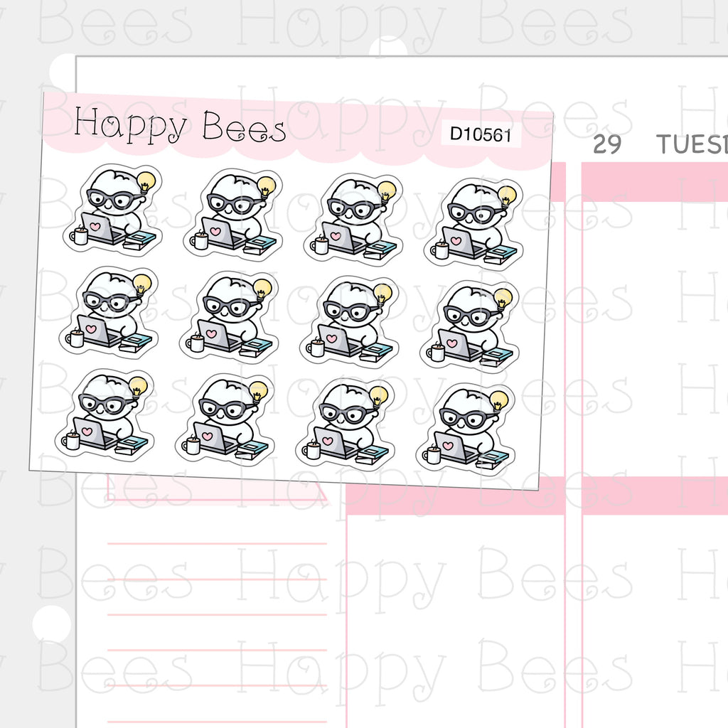 Work Nerd Doodles - Cute Journal Planner Stickers D10561