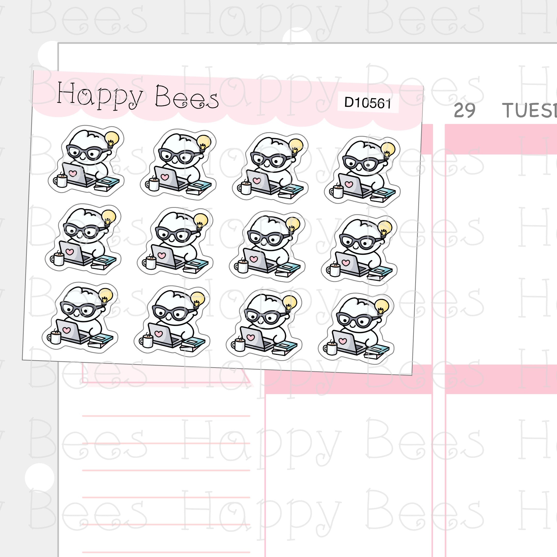 Work Nerd Doodles - Cute Journal Planner Stickers D10561