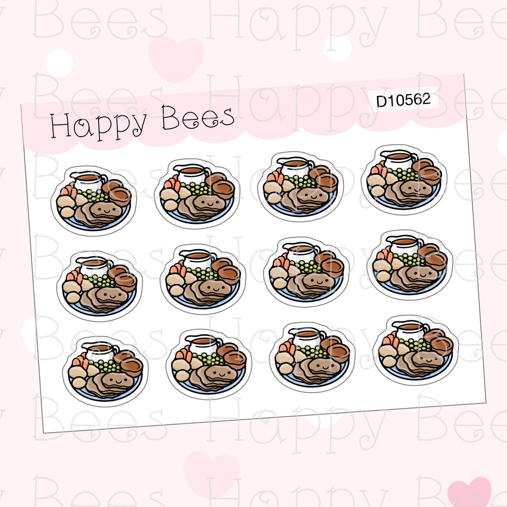 Roast Dinner Doodles - Cute Food Journal Planner Stickers D10562