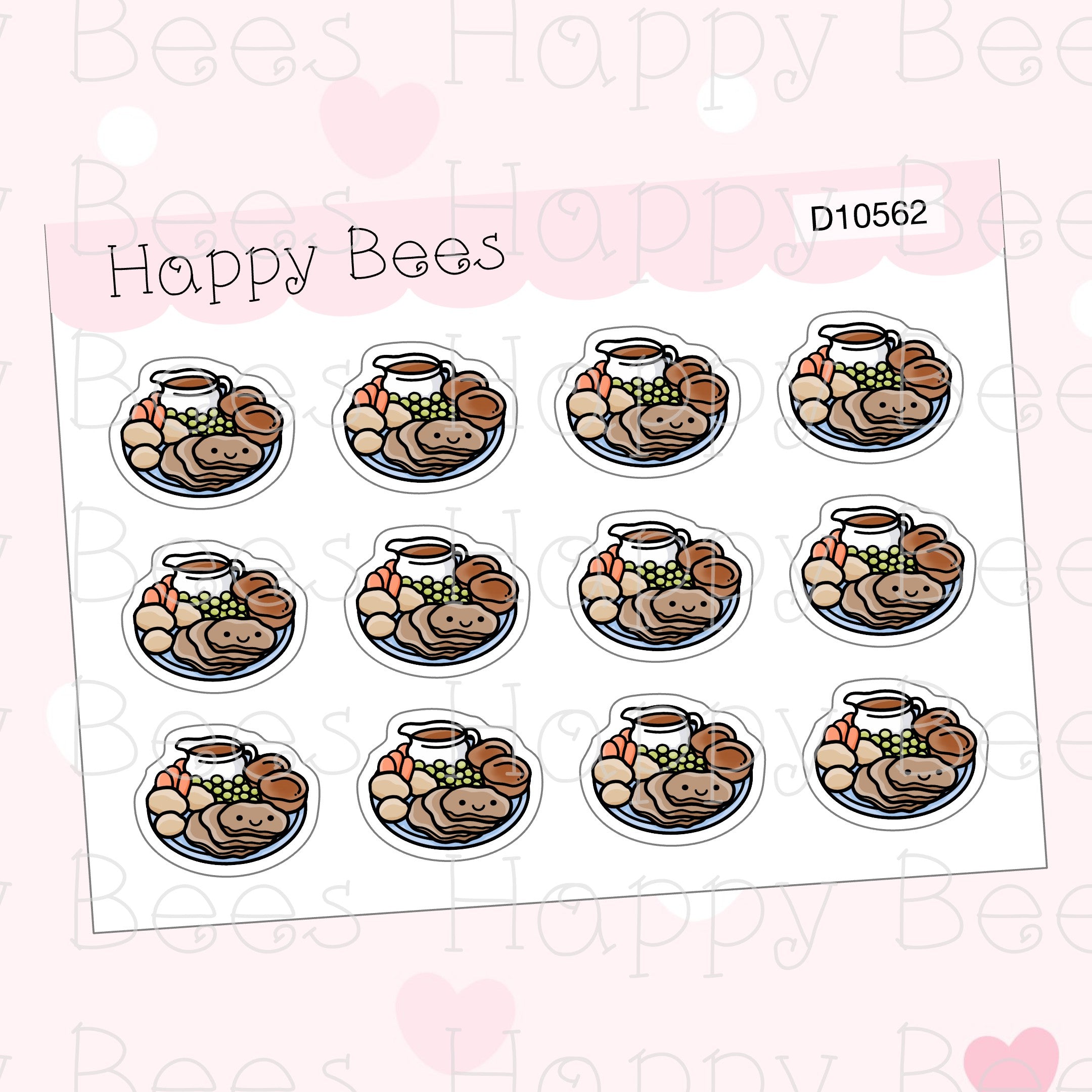 Roast Dinner Doodles - Cute Food Journal Planner Stickers D10562