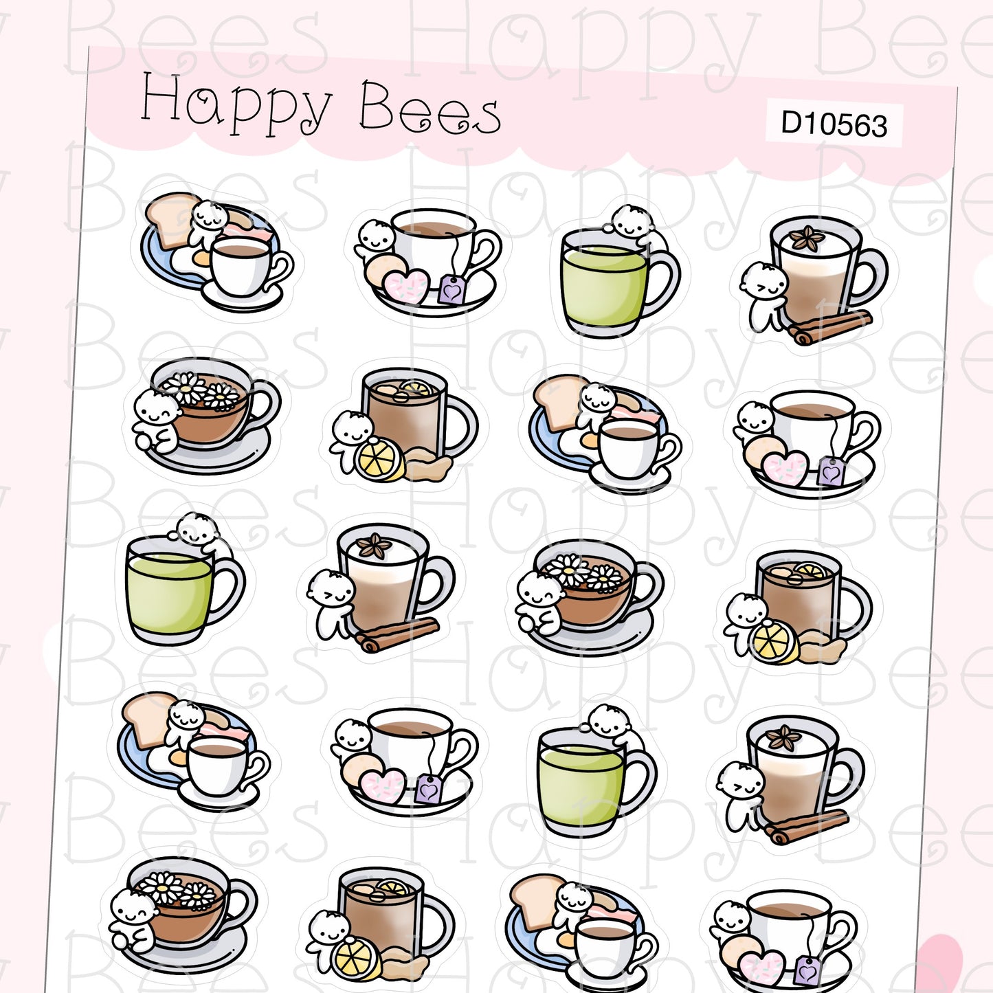 Tea Doodles - Cute Drinks Journal Planner Stickers D10563