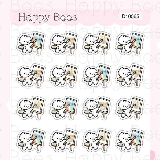 Painting Doodles - Cute Art Oil Painting Journal Planner Stickers D10565