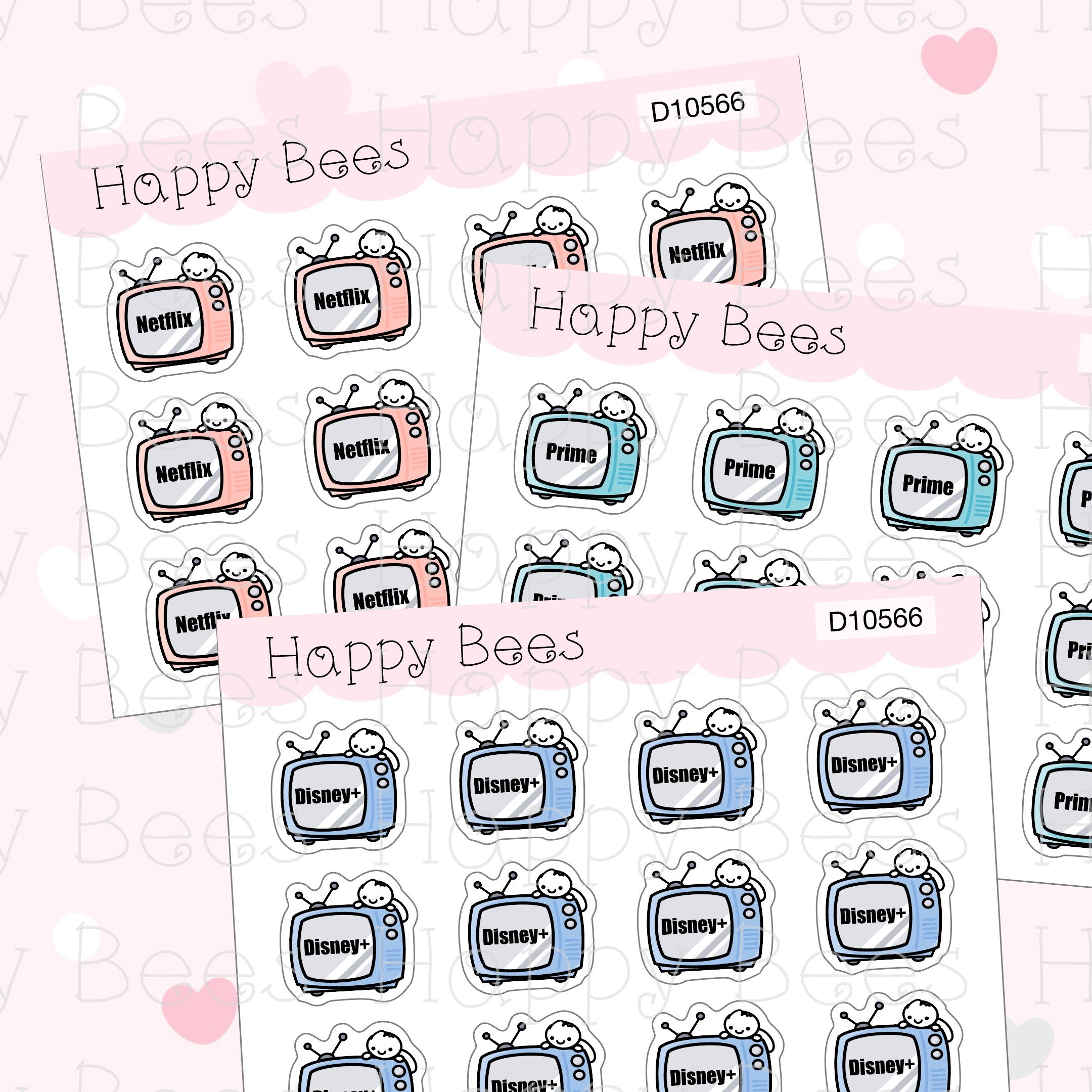 TV Subscription Doodles - Cute Journal Planner Stickers D10566