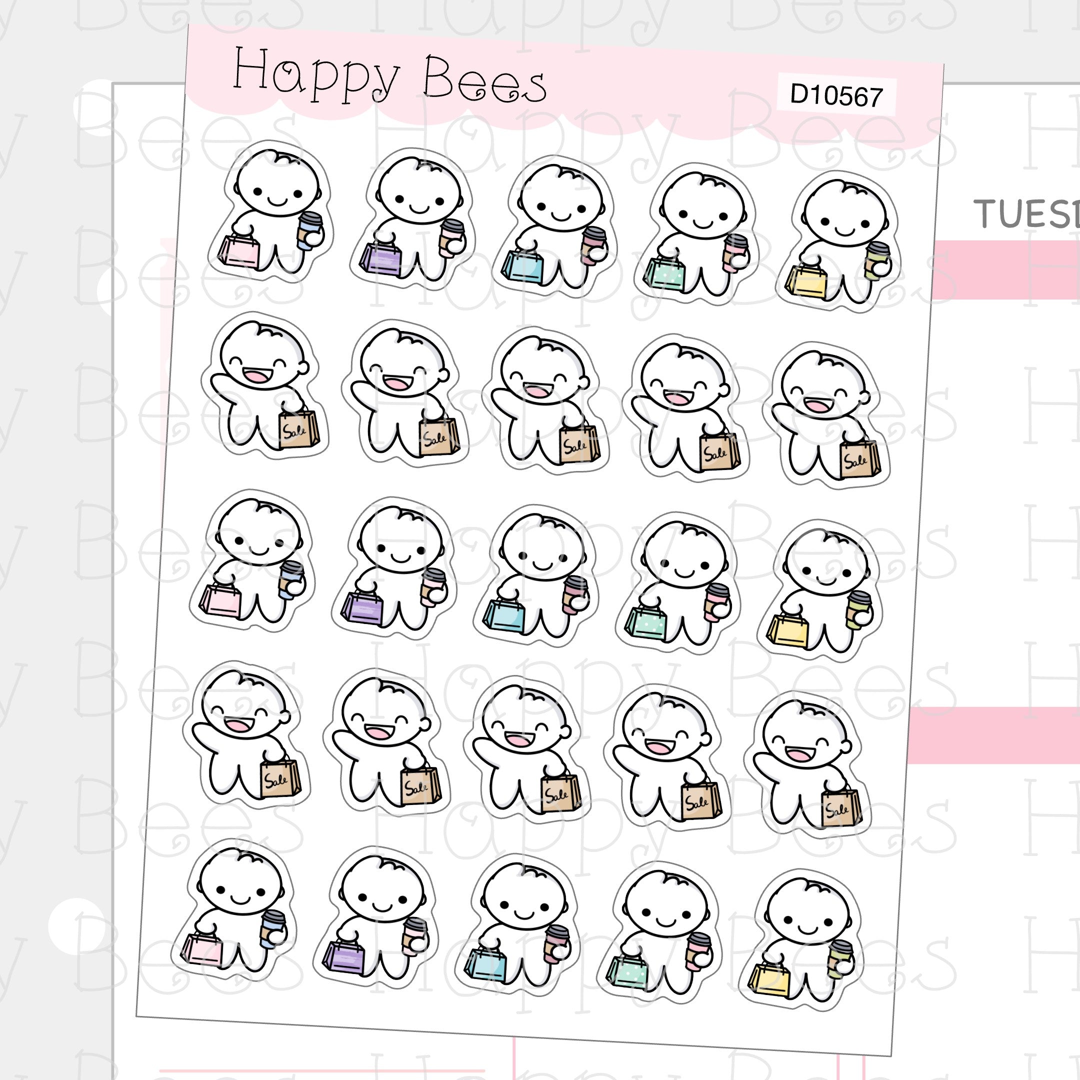 Shopping Doodles - Cute Sale Journal Planner Stickers D10567