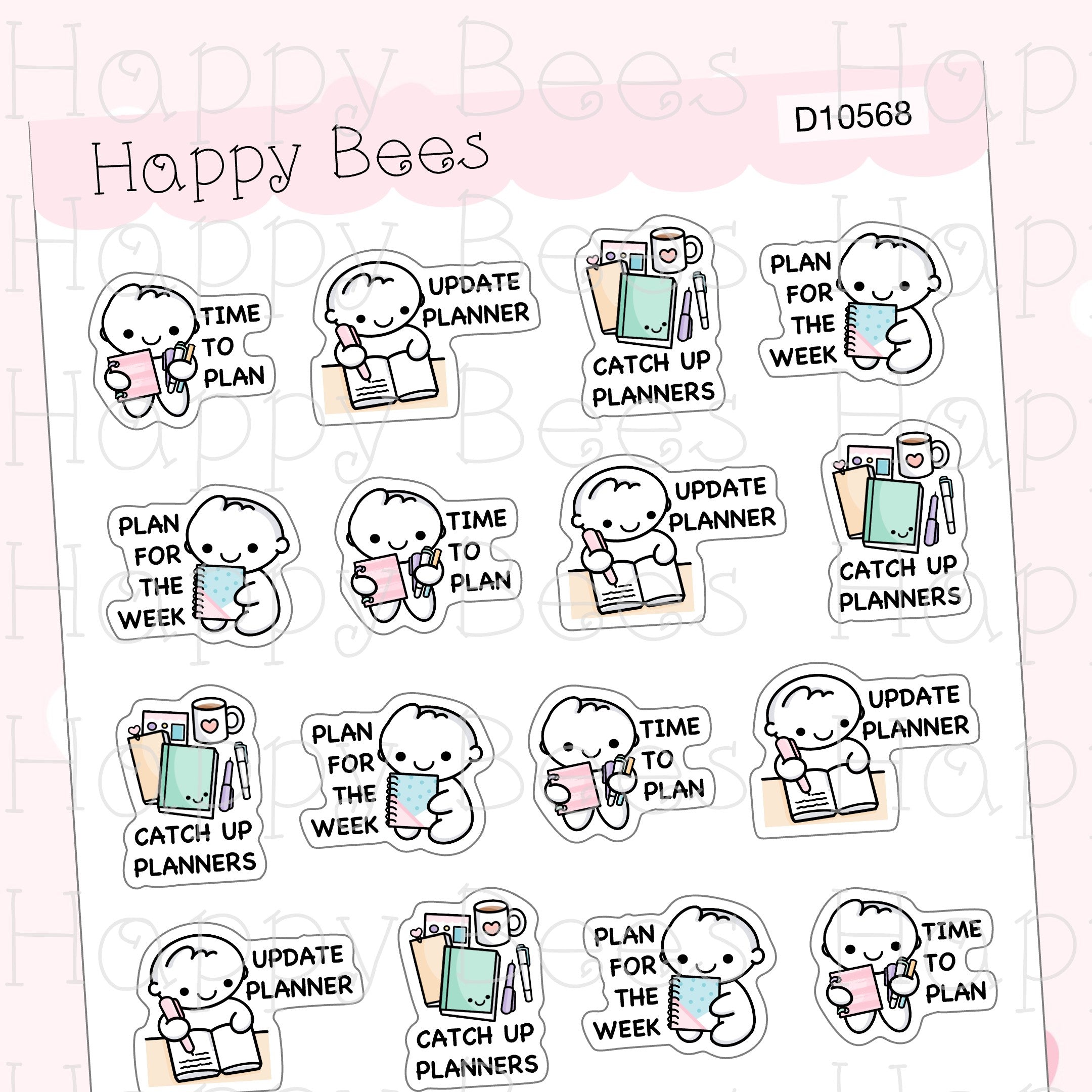 Planner Girl Doodles - Cute Planning Journal Planner Stickers D10568