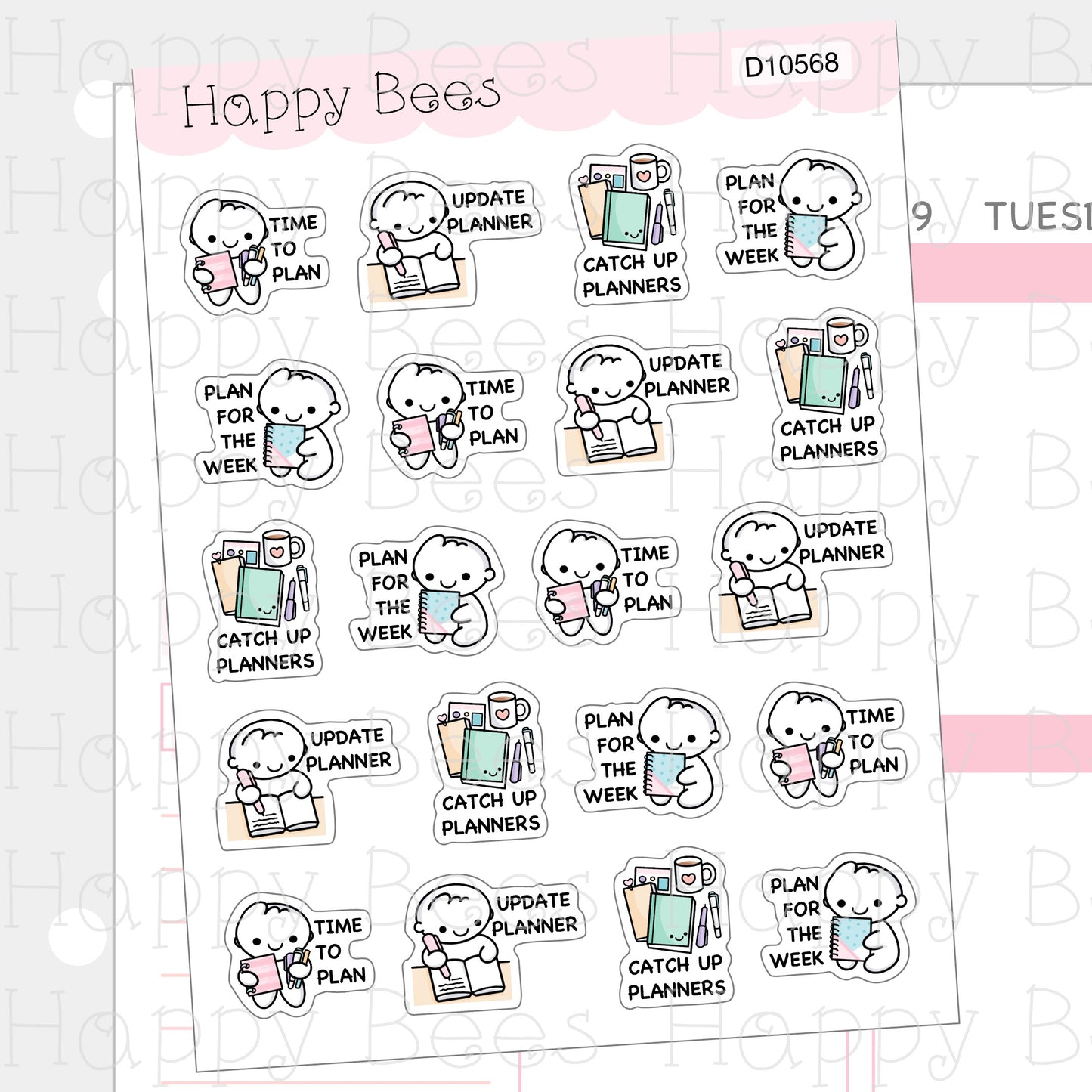 Planner Girl Doodles - Cute Planning Journal Planner Stickers D10568