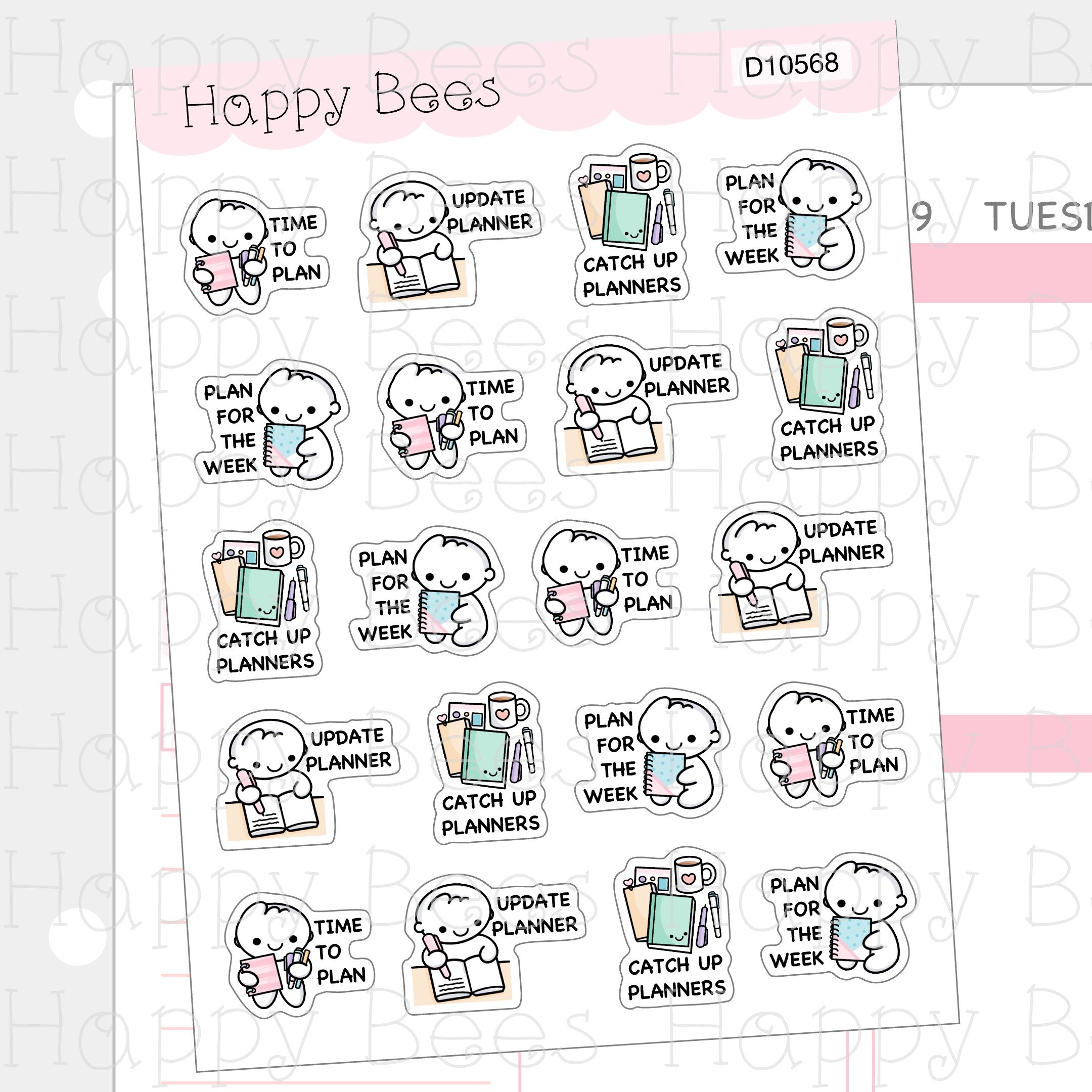 Planner Girl Doodles - Cute Planning Journal Planner Stickers D10568