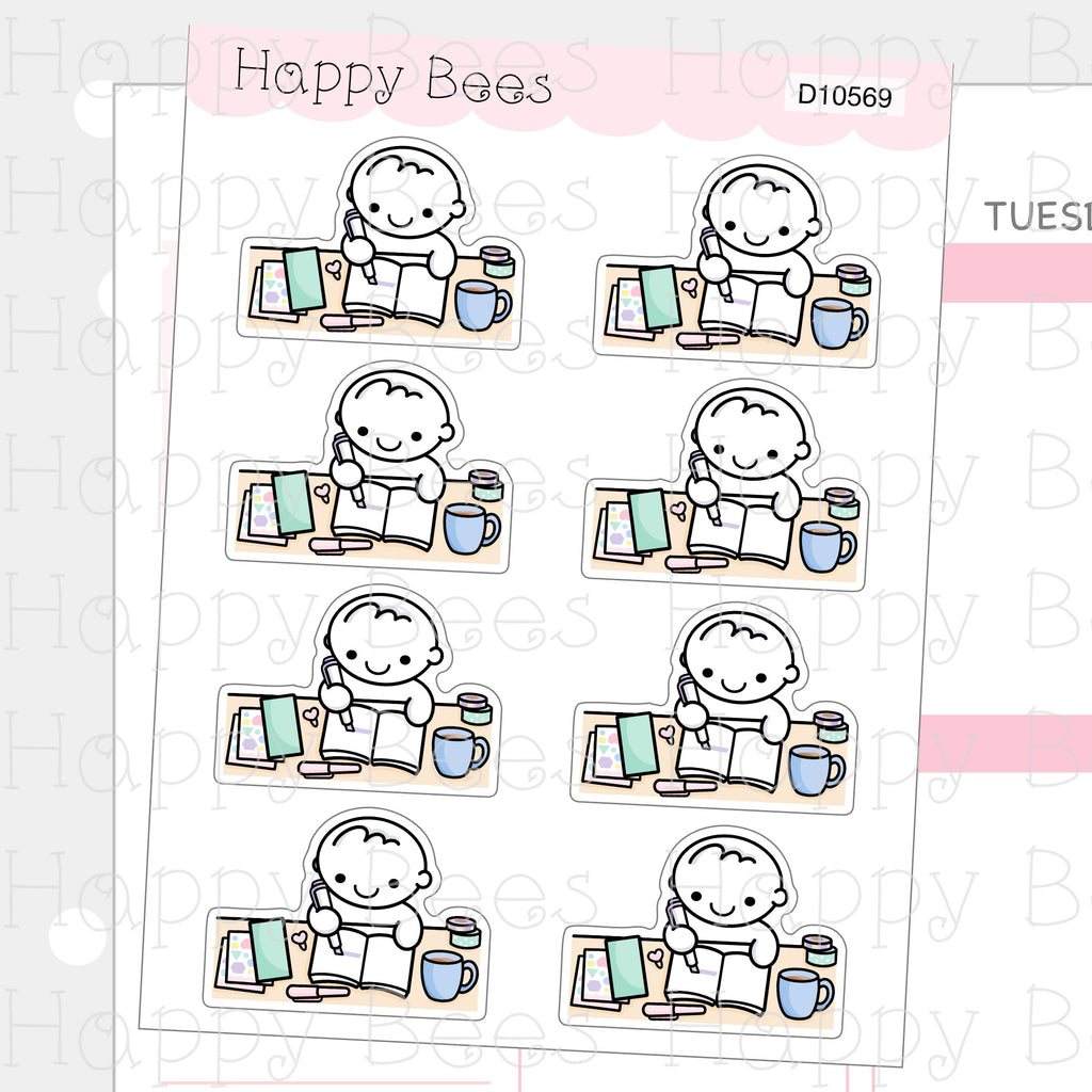 Planning Desk Doodles - Cute Hobonichi Cousin Planner Stickers D10569