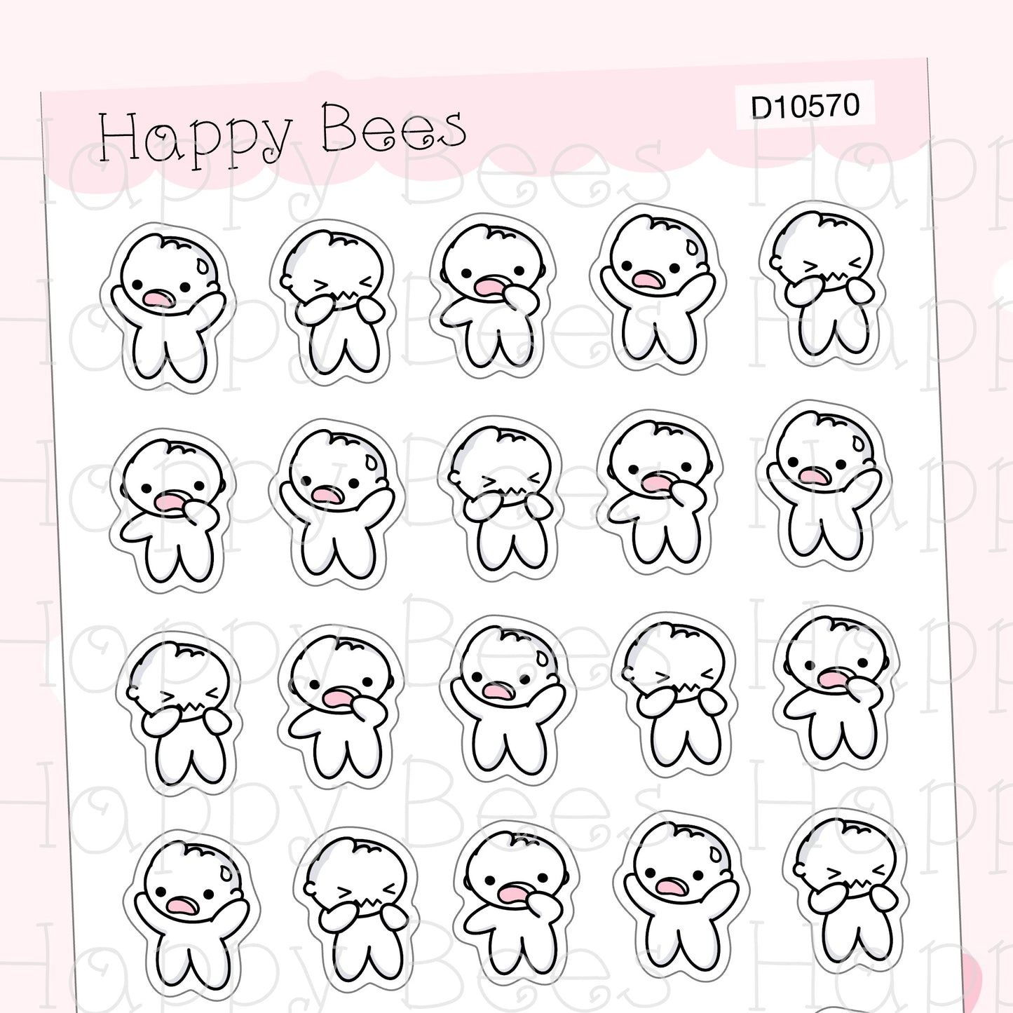 OMG Doodles - Cute Shocked Journal Planner Stickers D10570