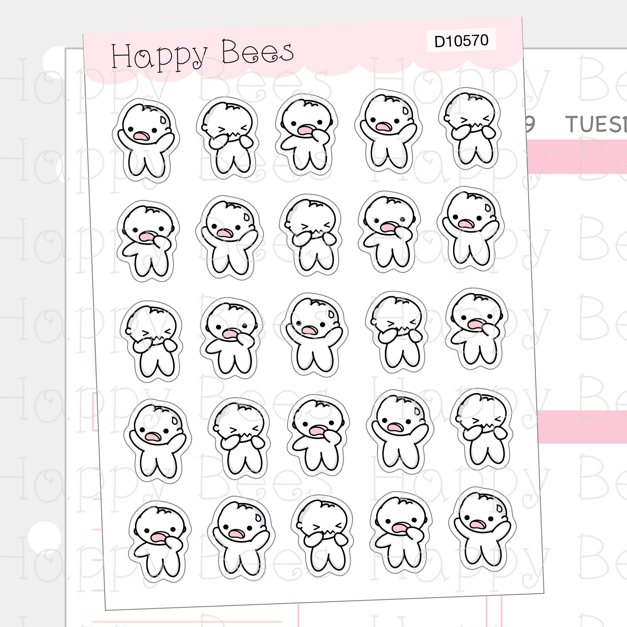 OMG Doodles - Cute Shocked Journal Planner Stickers D10570