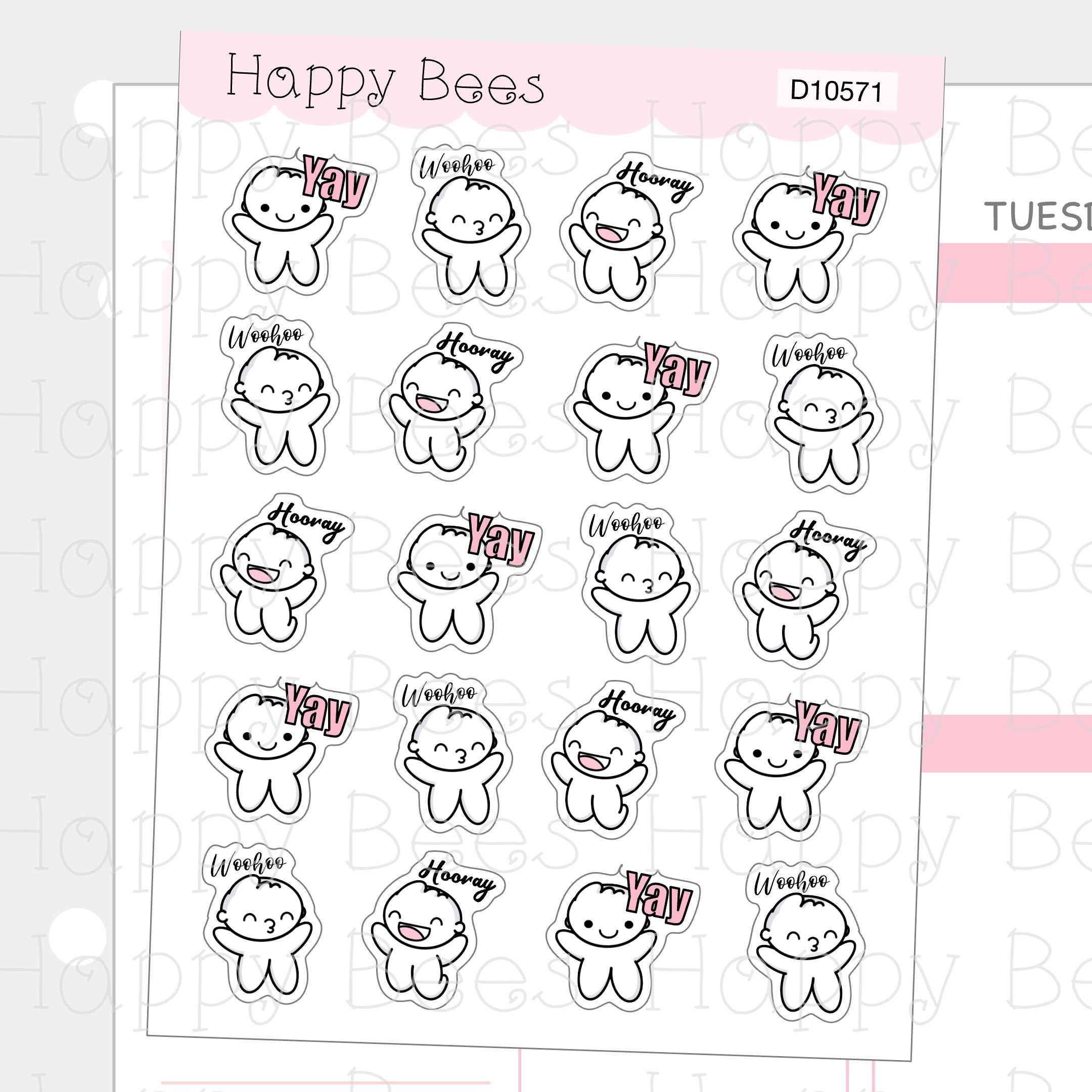 Happy Doodles Vol. 2 - Cute Journal Planner Stickers D10571