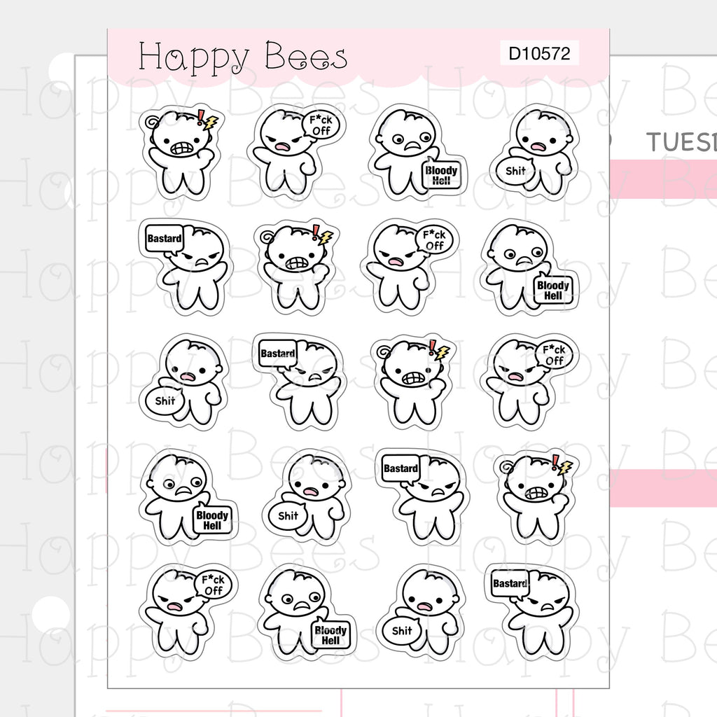Swearing Doodles - Cute Journal Planner Stickers D10572
