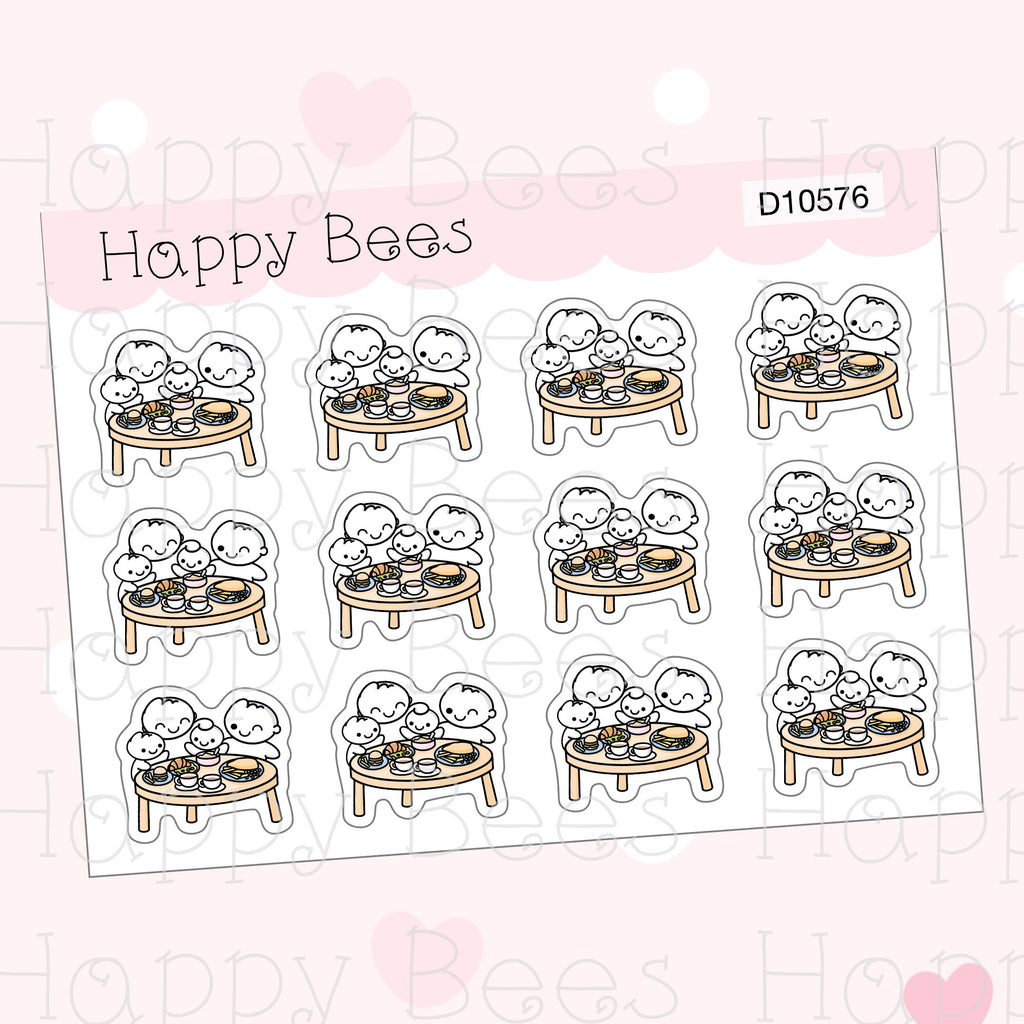 Family Eating Doodles - Cute Journal Planner Stickers D10576