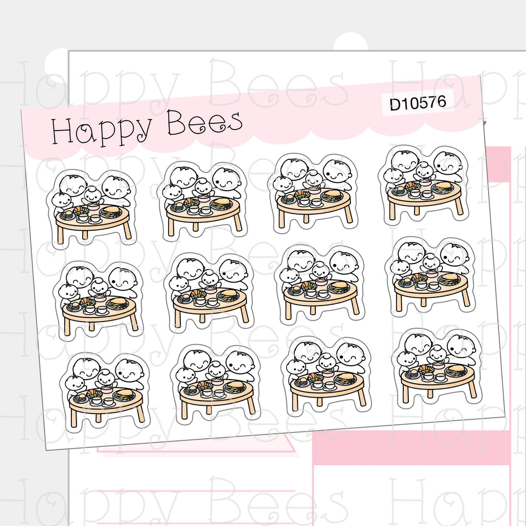 Family Eating Doodles - Cute Journal Planner Stickers D10576