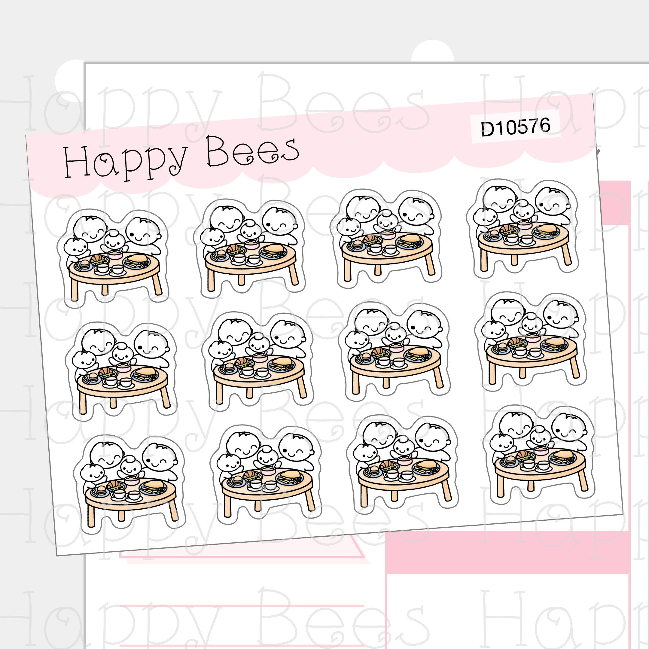 Family Eating Doodles - Cute Journal Planner Stickers D10576