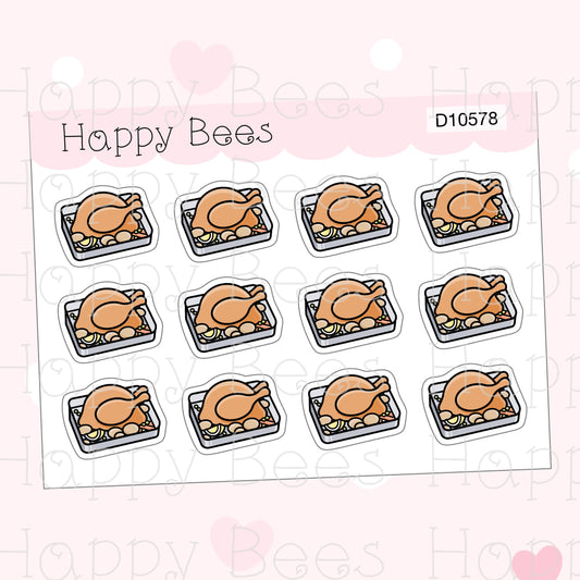 Roast Chicken Doodles - Cute Food Journal Planner Stickers D10578